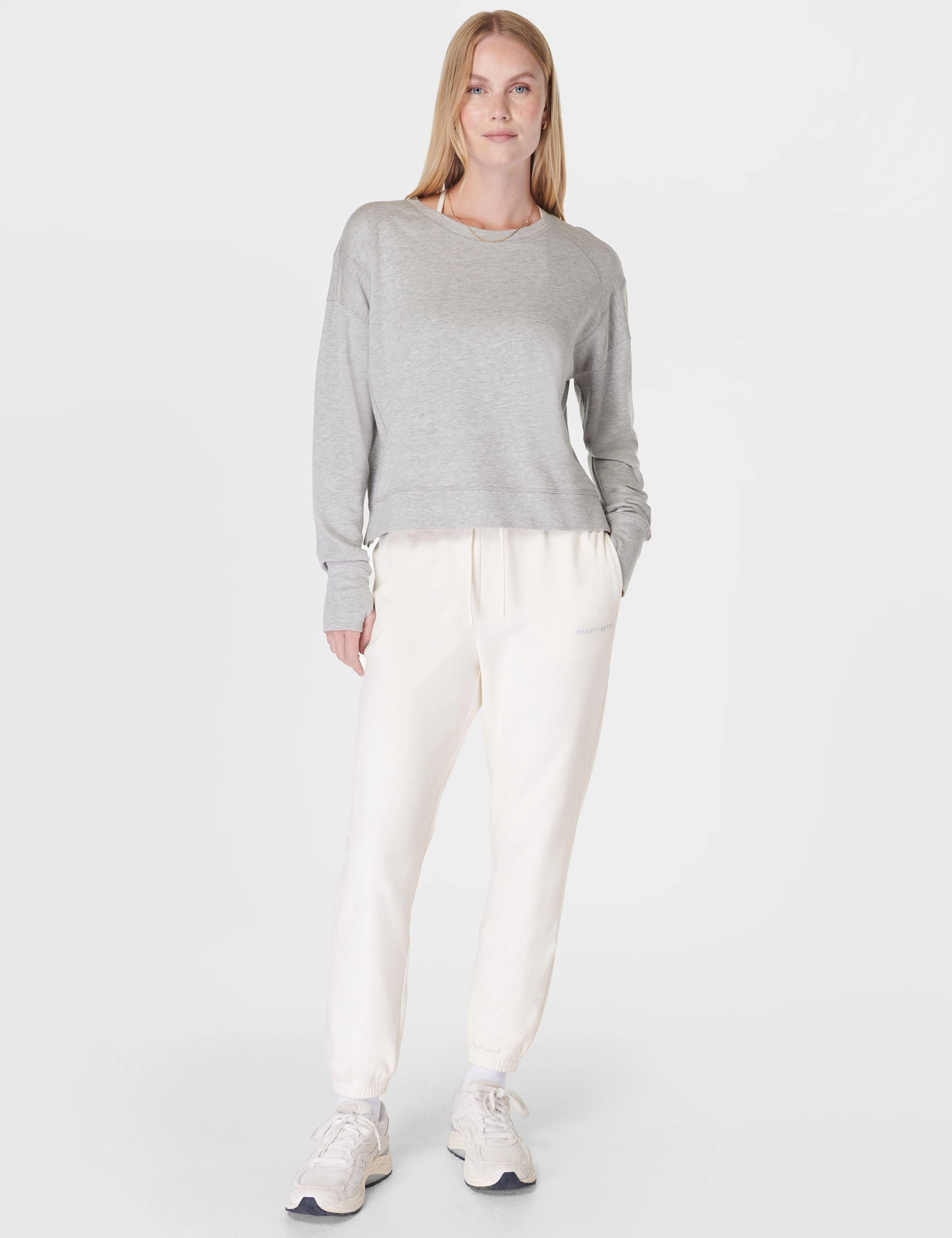 After Class Crop Sweatshirt - Light Grey Marl