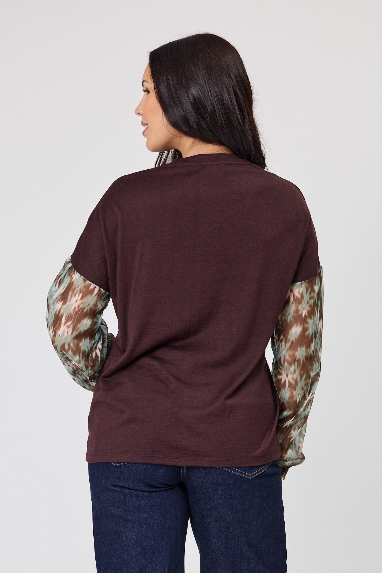 Alpine by Shine On Lourdes Chiffon Sleeve Top Chocolate