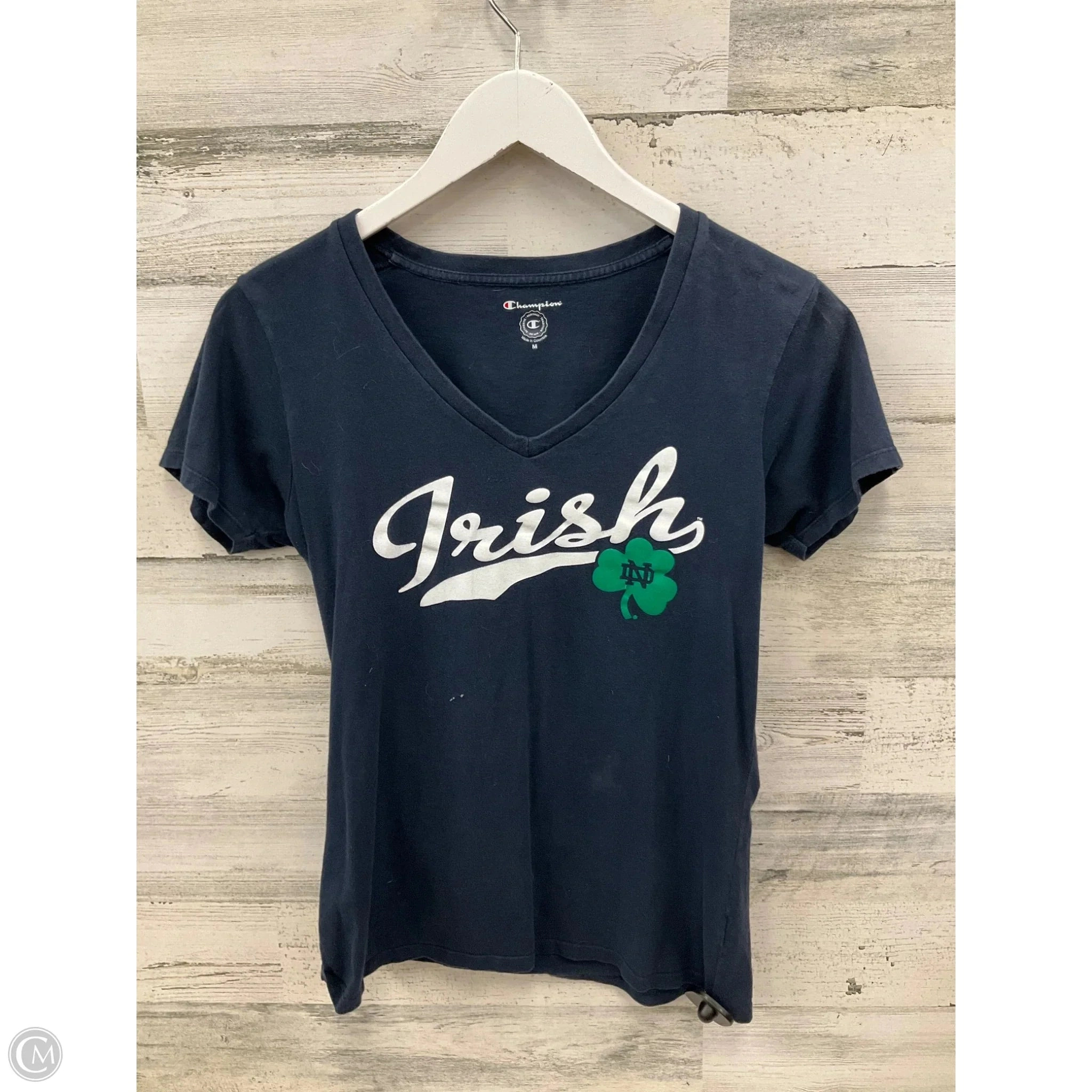 Athletic Top Short Sleeve By Champion In Navy, Size: M