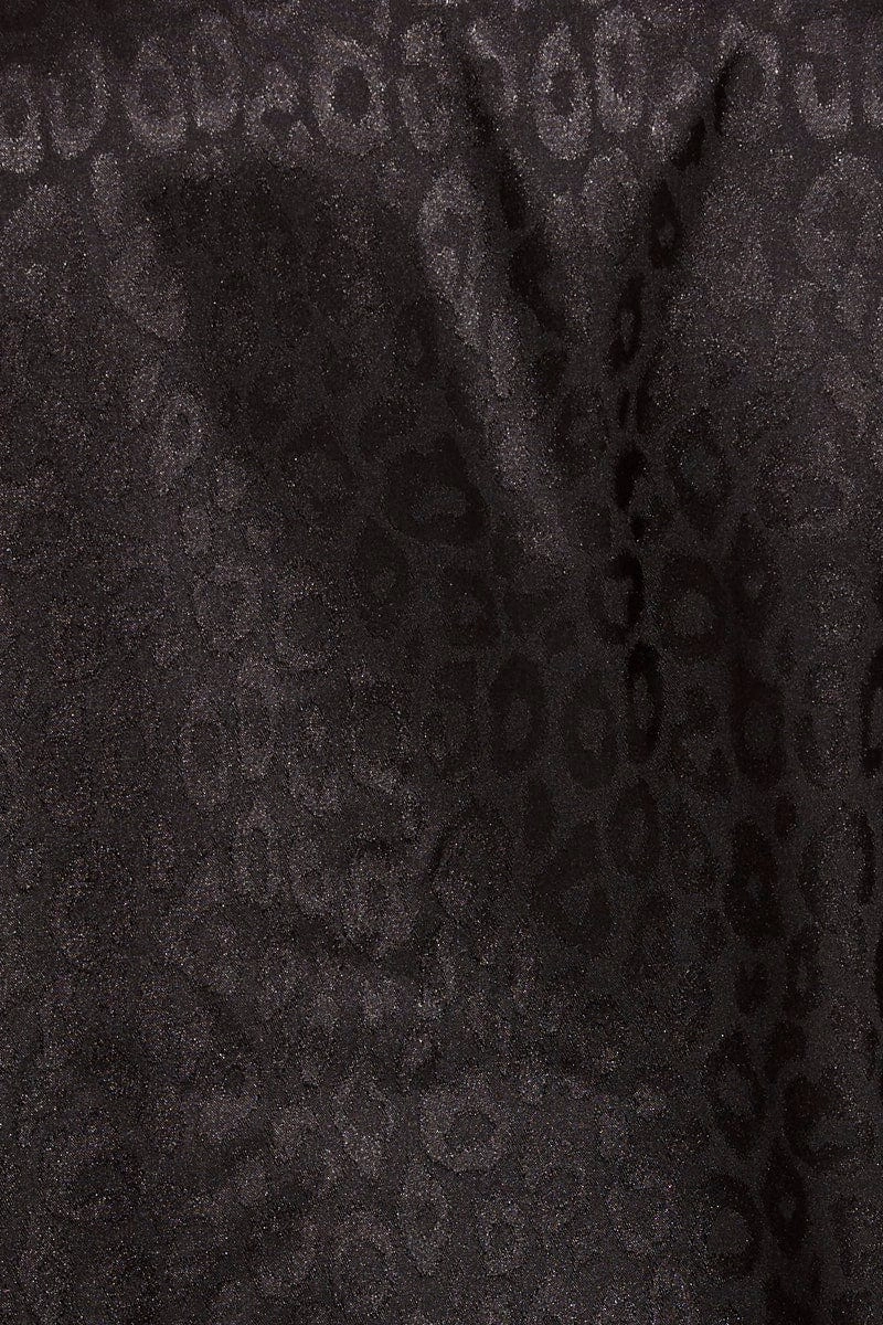 Black Animal Print Animal Pj Jacquard Satin Piping Pyjama Set