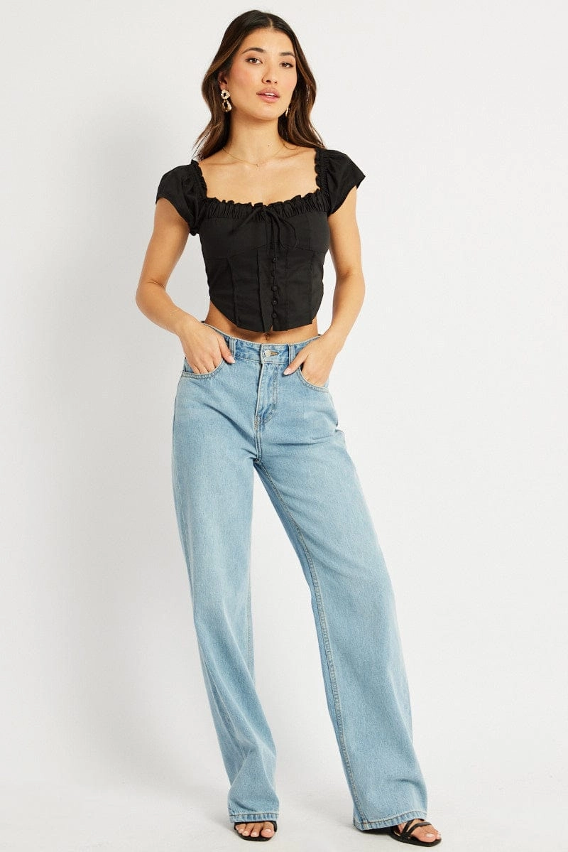 Black Corset Top Short Sleeve