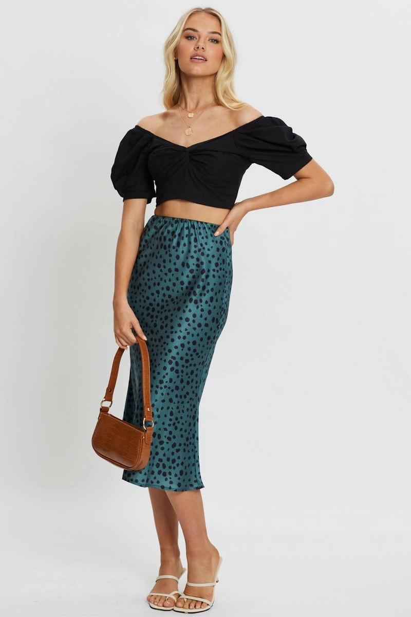 Black Crop Top Short Sleeve Sweetheart