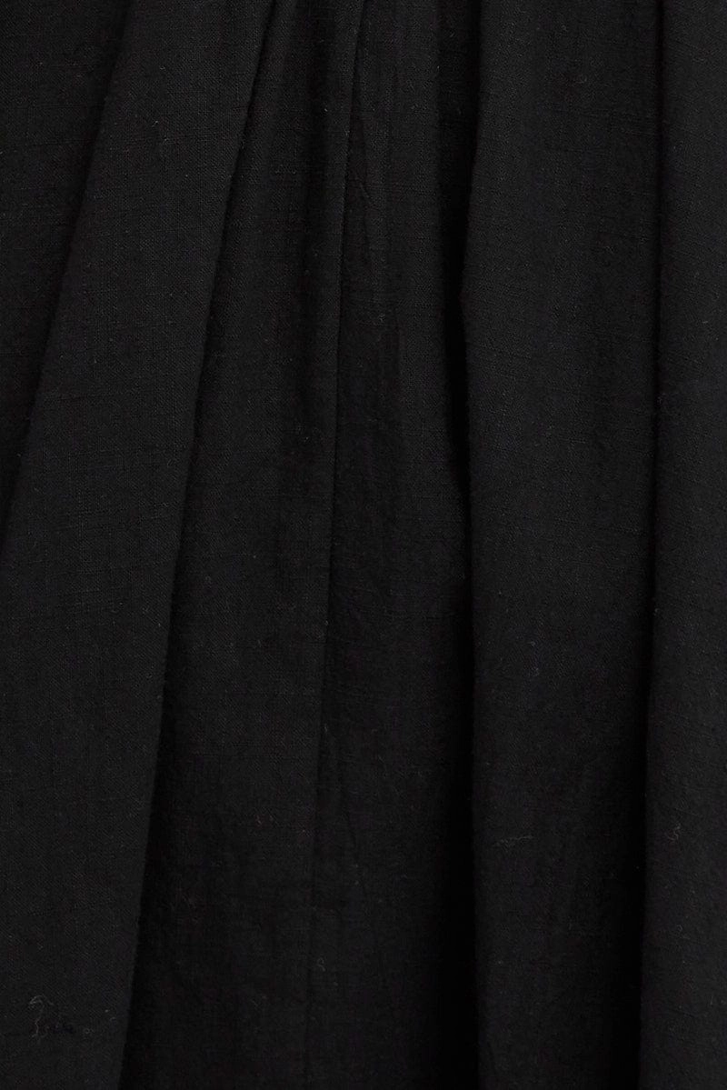 Black Fit And Flare Dress Puff Sleeve Mini