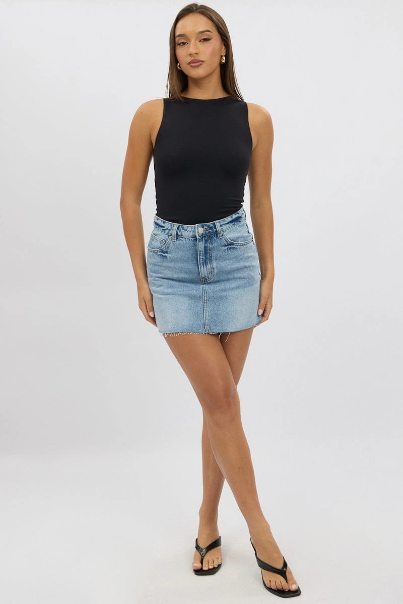Black Tank Top Sleeveles Boat Neck Supersoft
