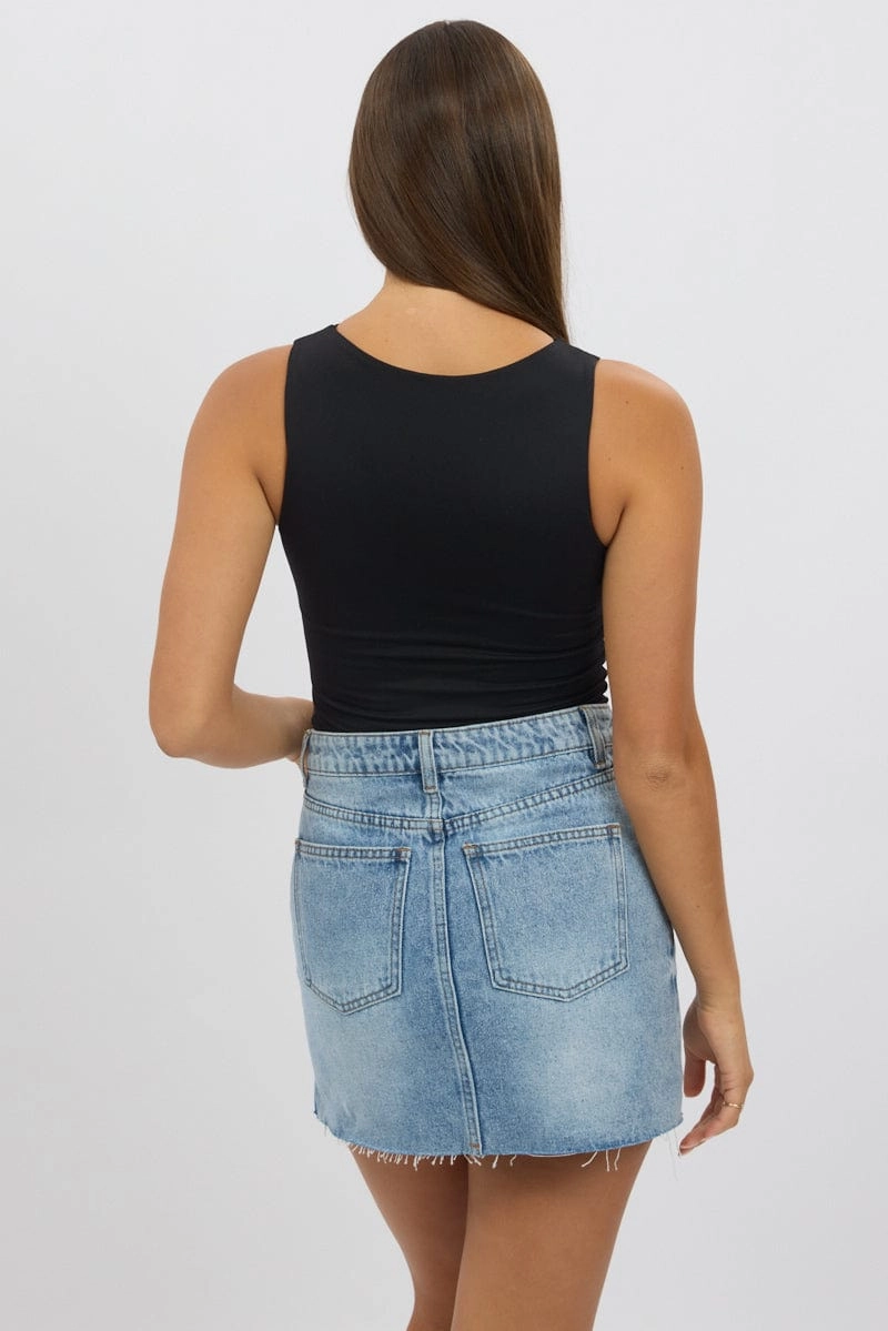 Black Tank Top Sleeveles Boat Neck Supersoft