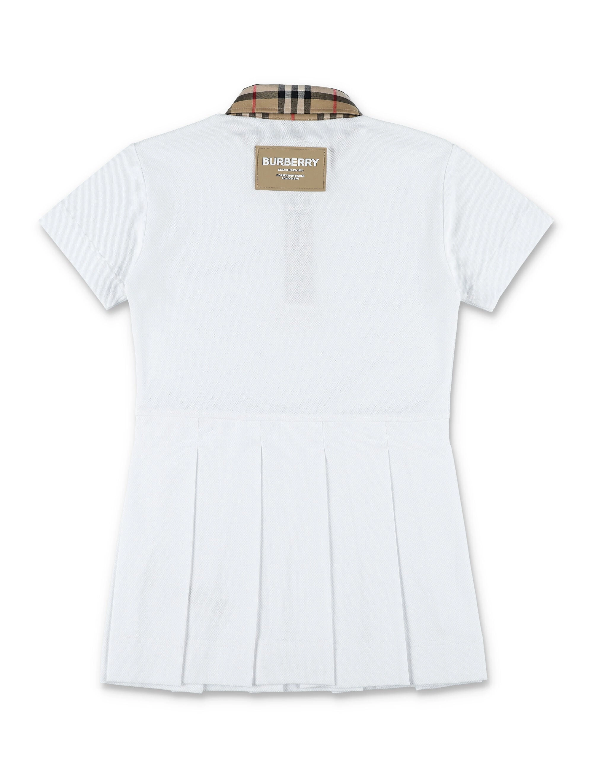Burberry Kids Logo Patch Short Sleeved Polo Shirt Dress