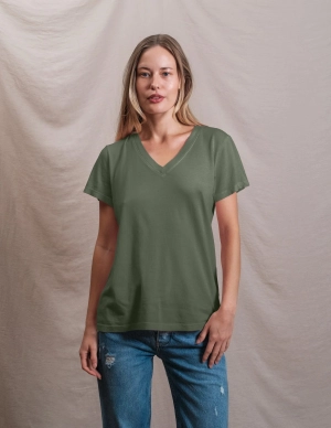 Butter Soft V-neck in Signature Green