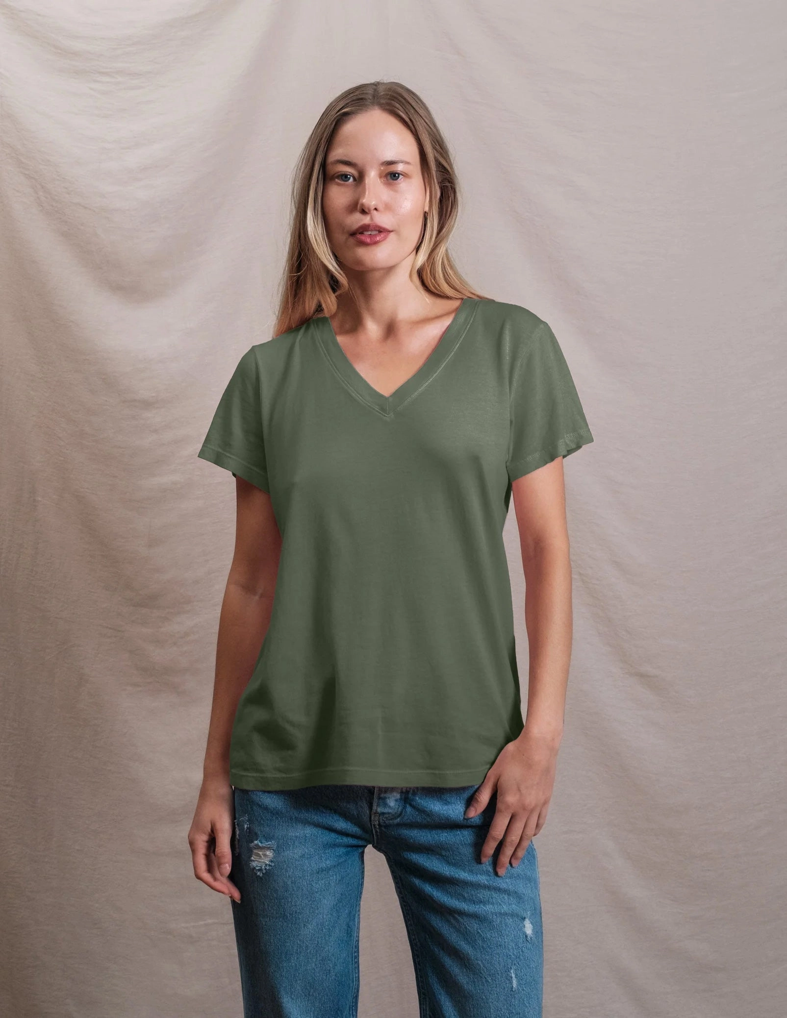 Butter Soft V-neck in Signature Green