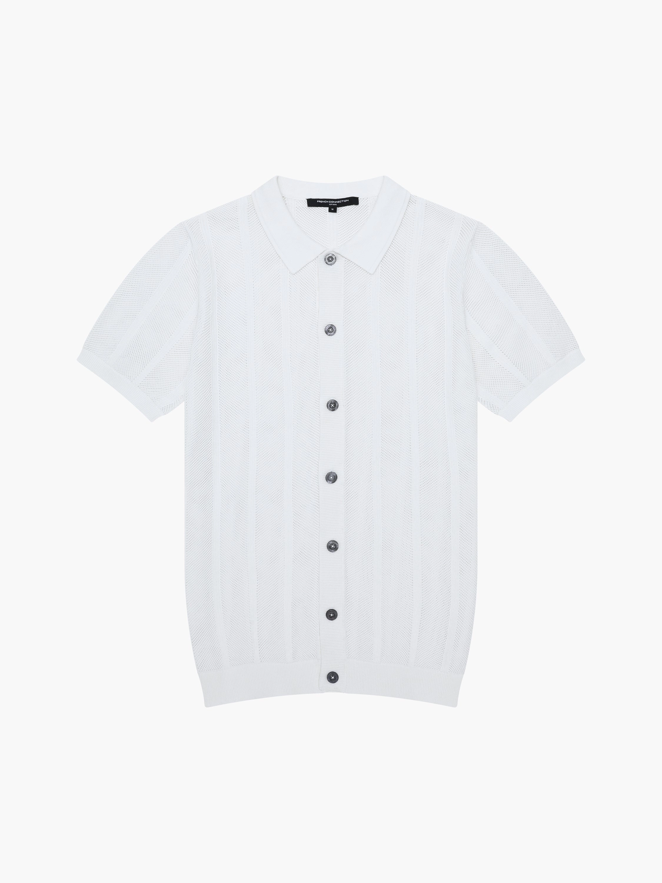 Button Down Bias Textured Short Sleeve Shirt