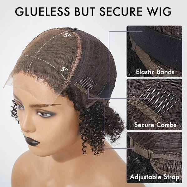 Coily Curly 5x5 Closure HD Lace Glueless Pre-Cut Wig with Breathable Cap