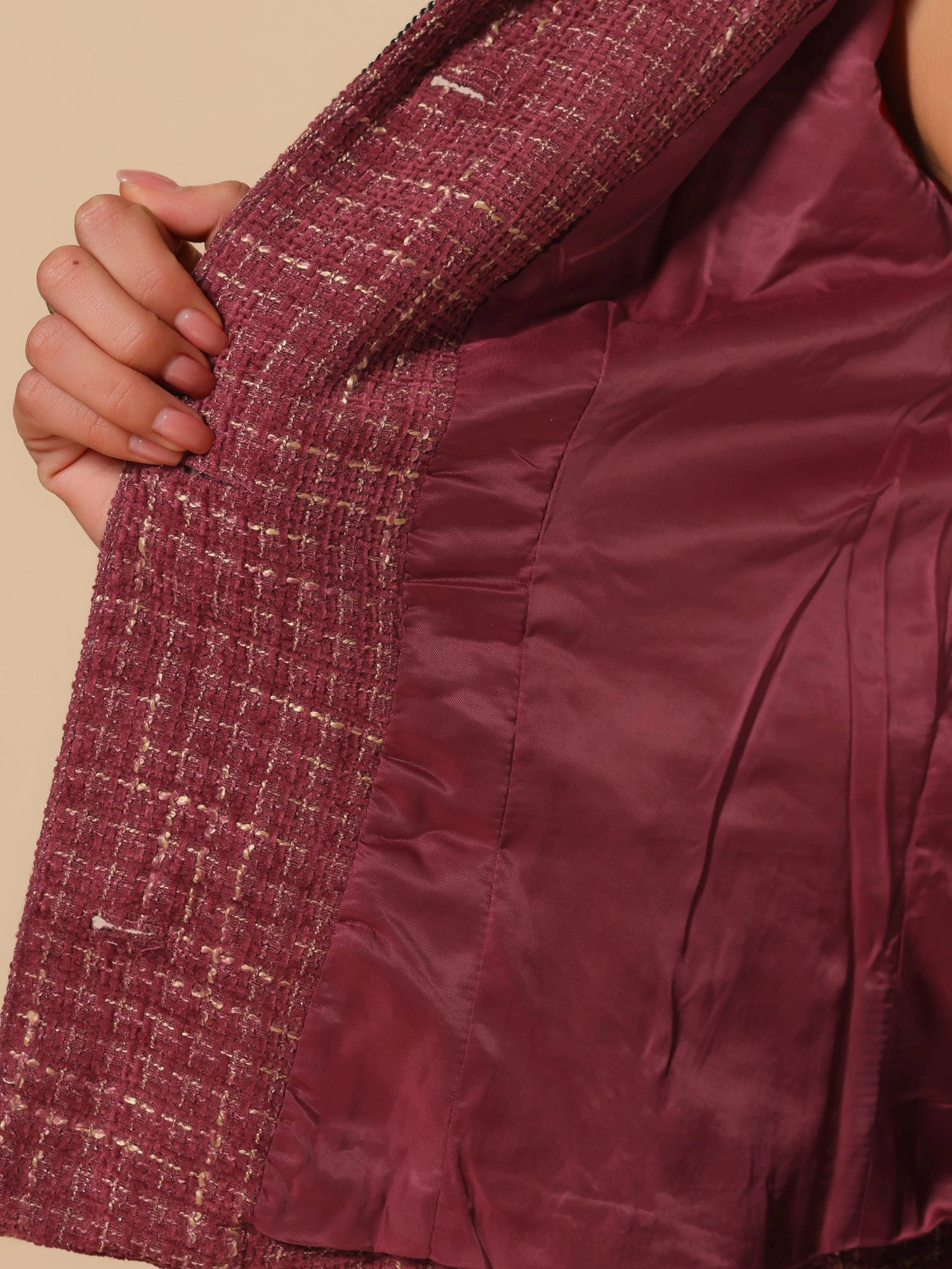 Collared Long Sleeve Contrast Trim Button Down Work Short Jacket