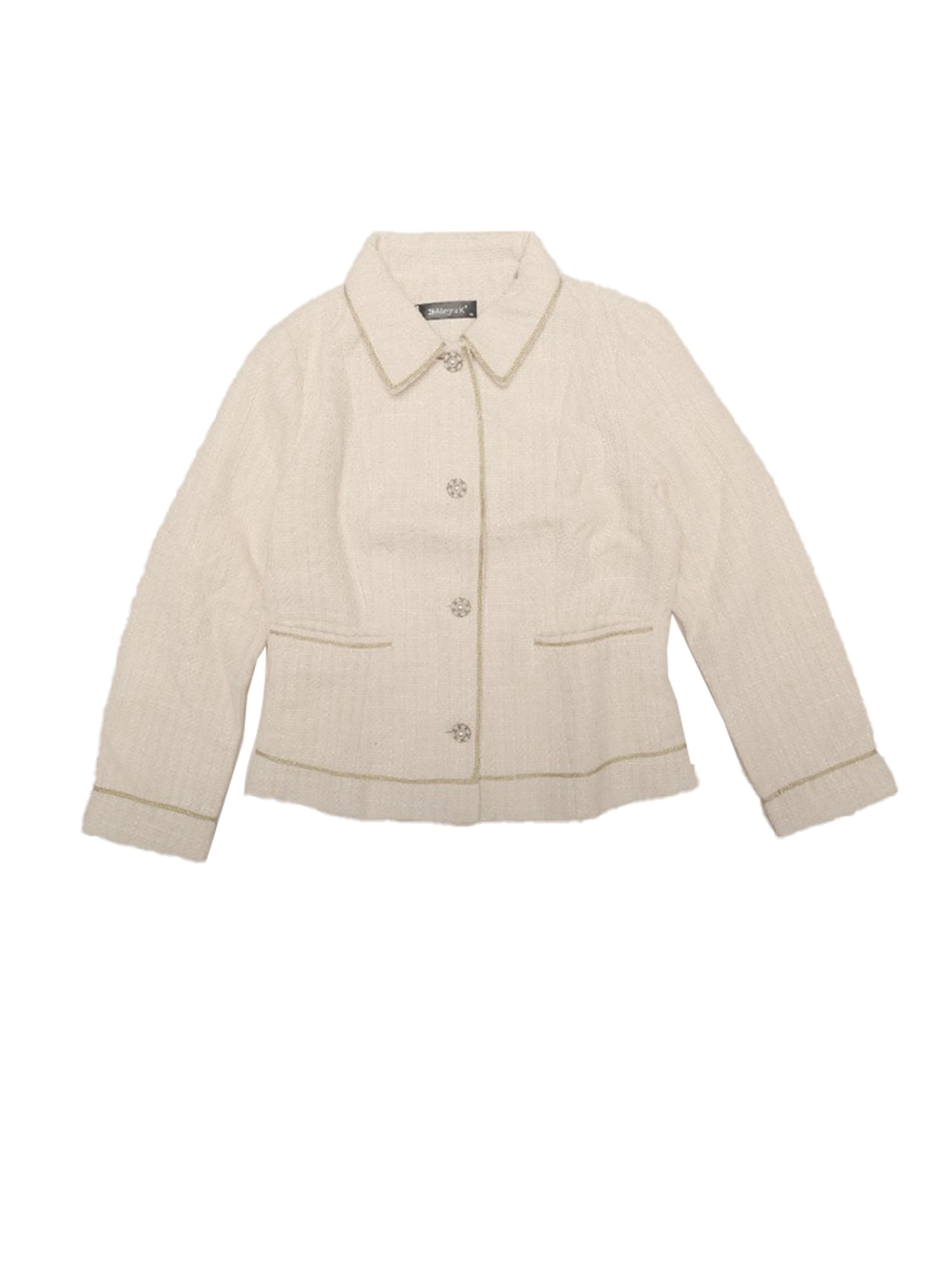 Collared Long Sleeve Contrast Trim Button Down Work Short Jacket