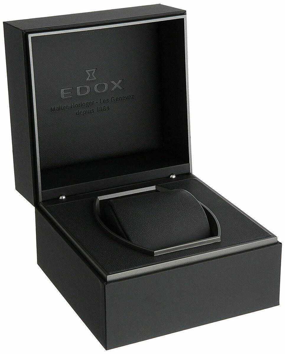 Edox Mens 01120-37R-GIR Les Bemonts Chronograph Automatic Stainless Steel Analog Display Day/Date Watch with Black Leather Strap