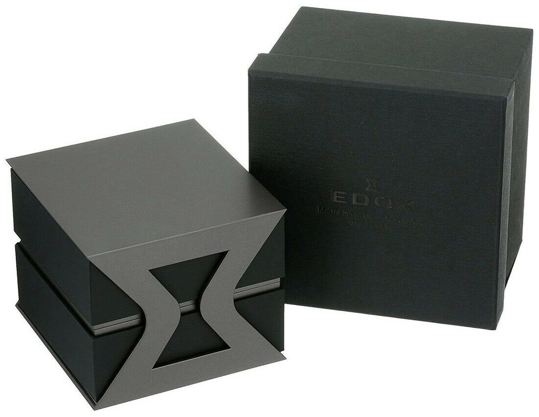 Edox Mens 01120-37R-GIR Les Bemonts Chronograph Automatic Stainless Steel Analog Display Day/Date Watch with Black Leather Strap