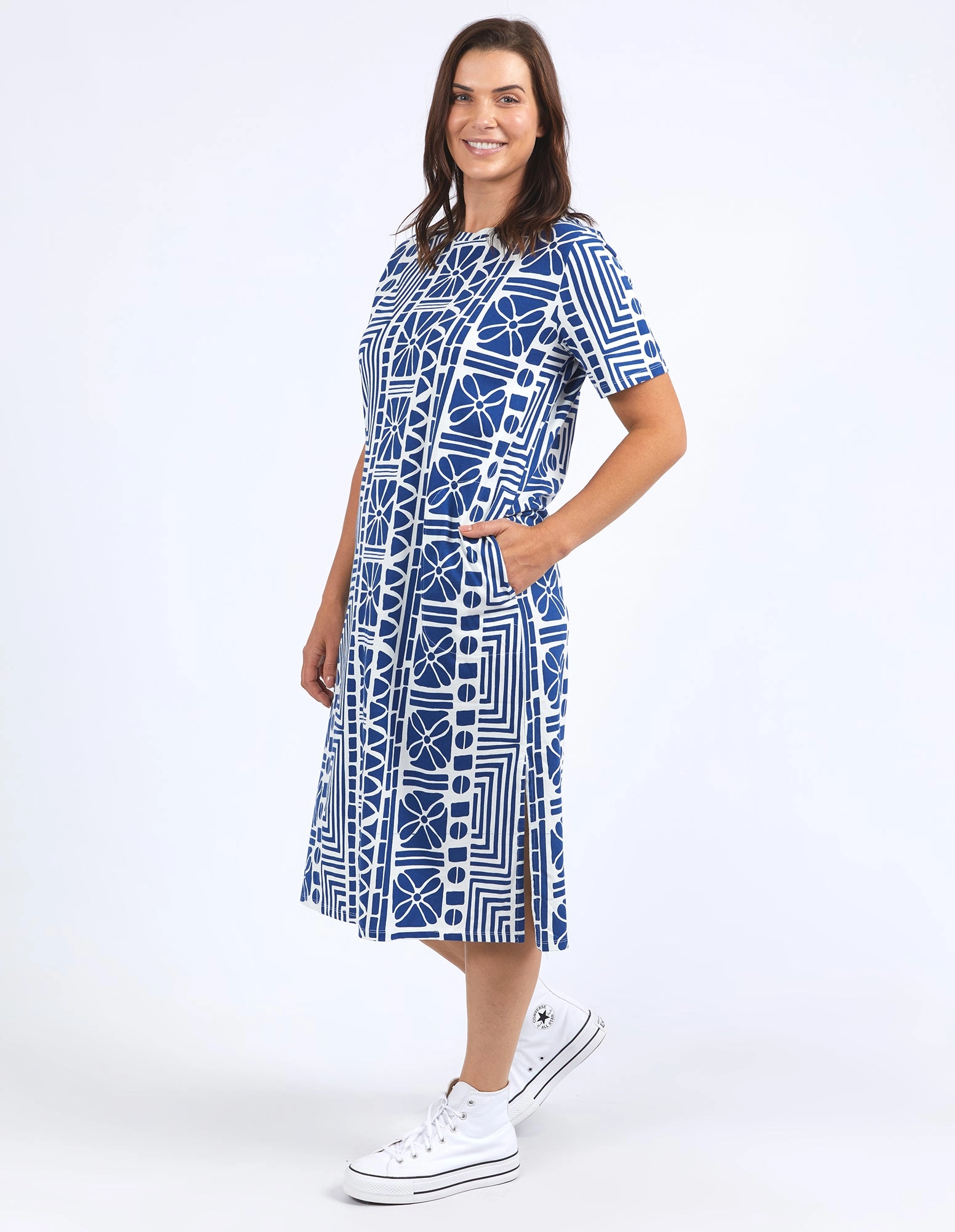 Elm Casablanca Tee Dress China Blue Print