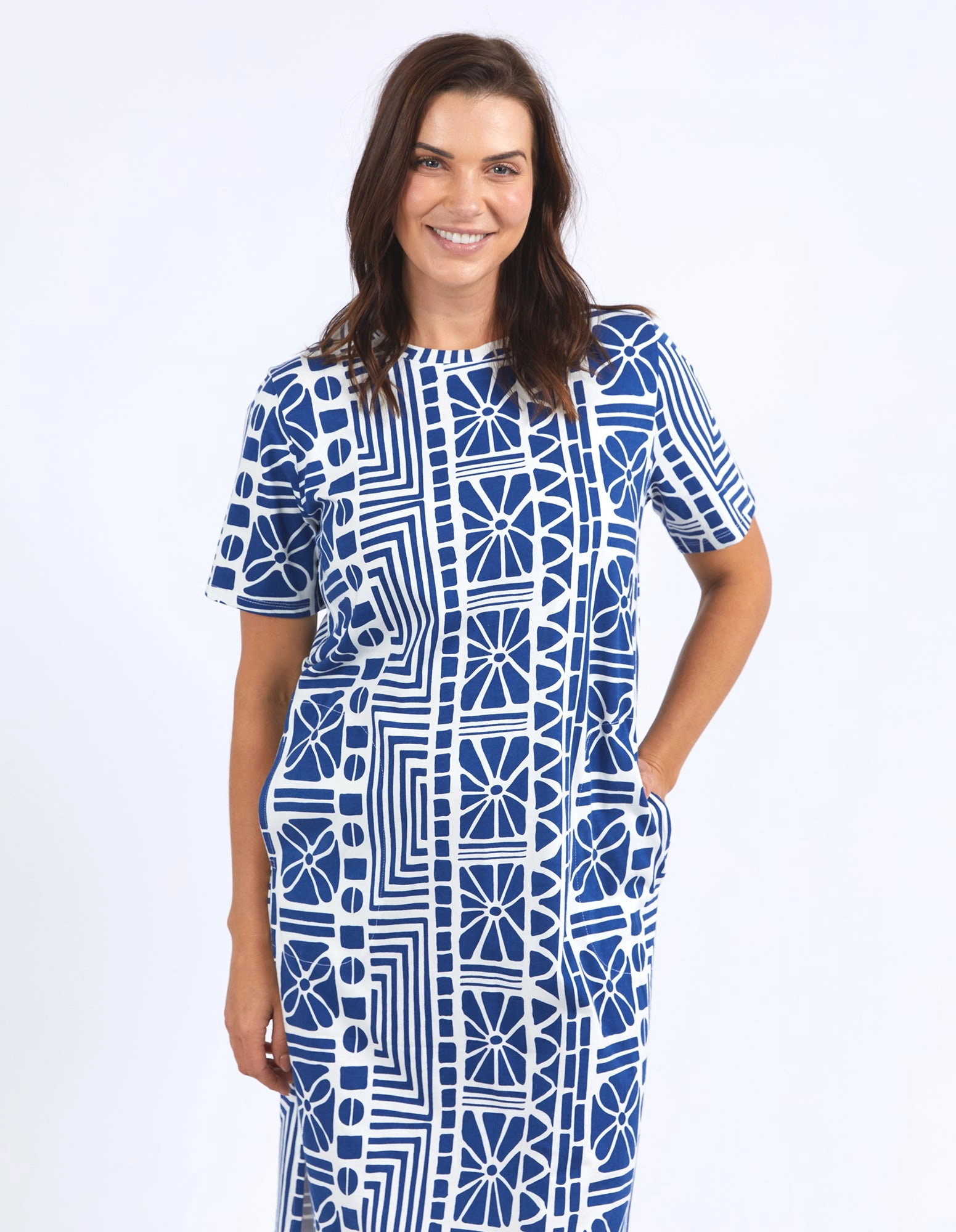 Elm Casablanca Tee Dress China Blue Print