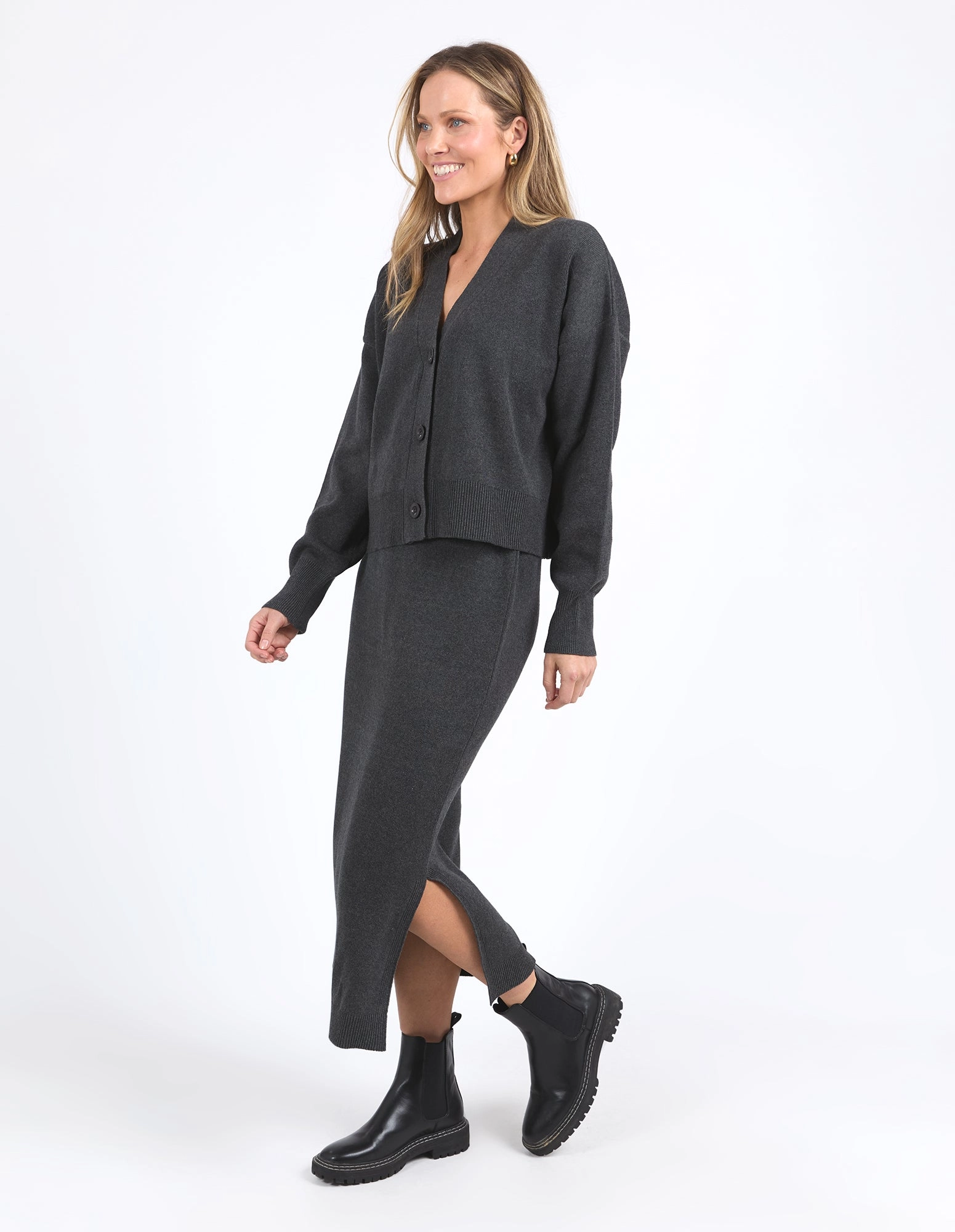 Elm Elodie Cardi Charcoal Marle
