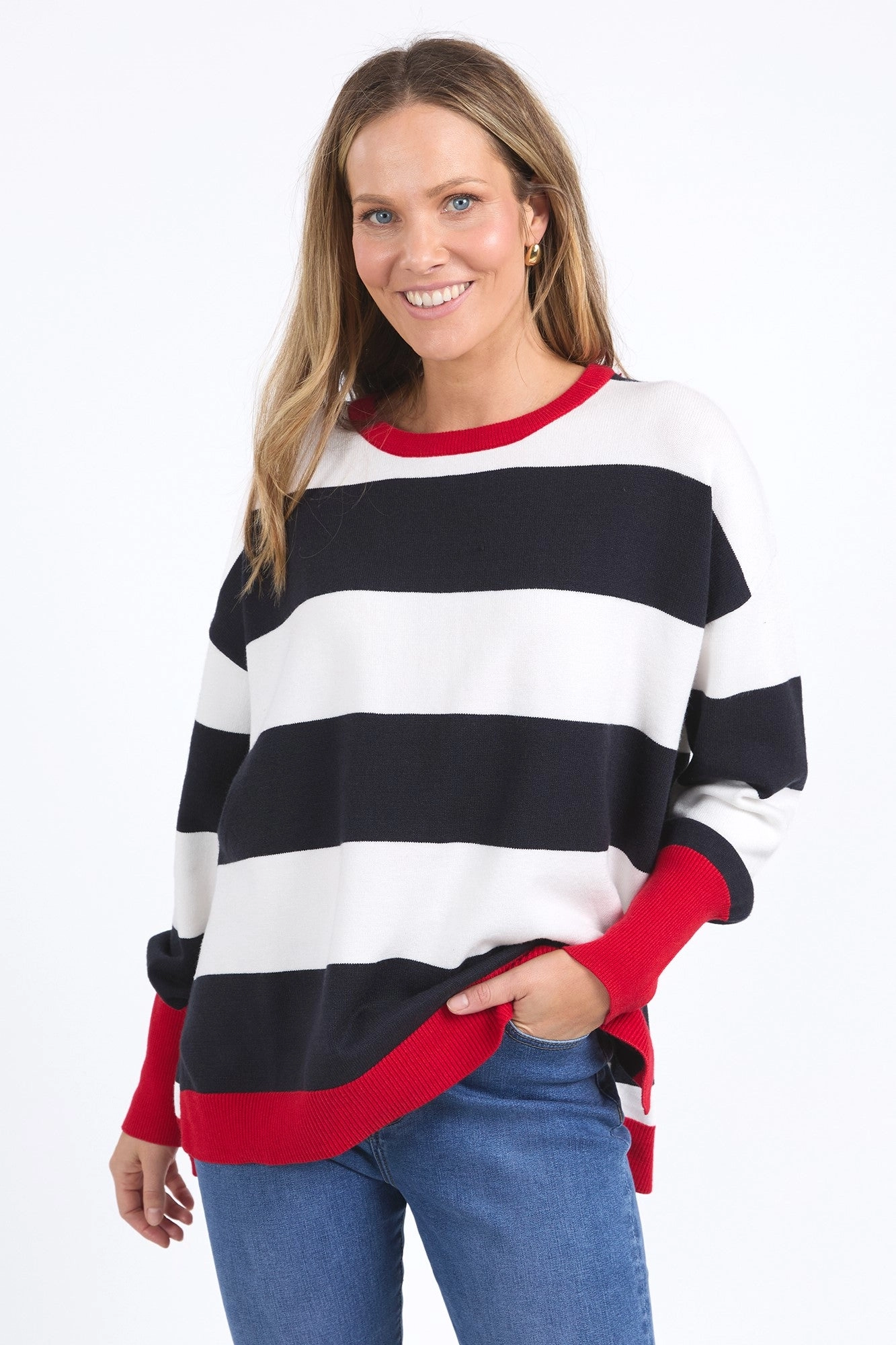Elm Elvie Stripe Knit Navy/White/Poppy