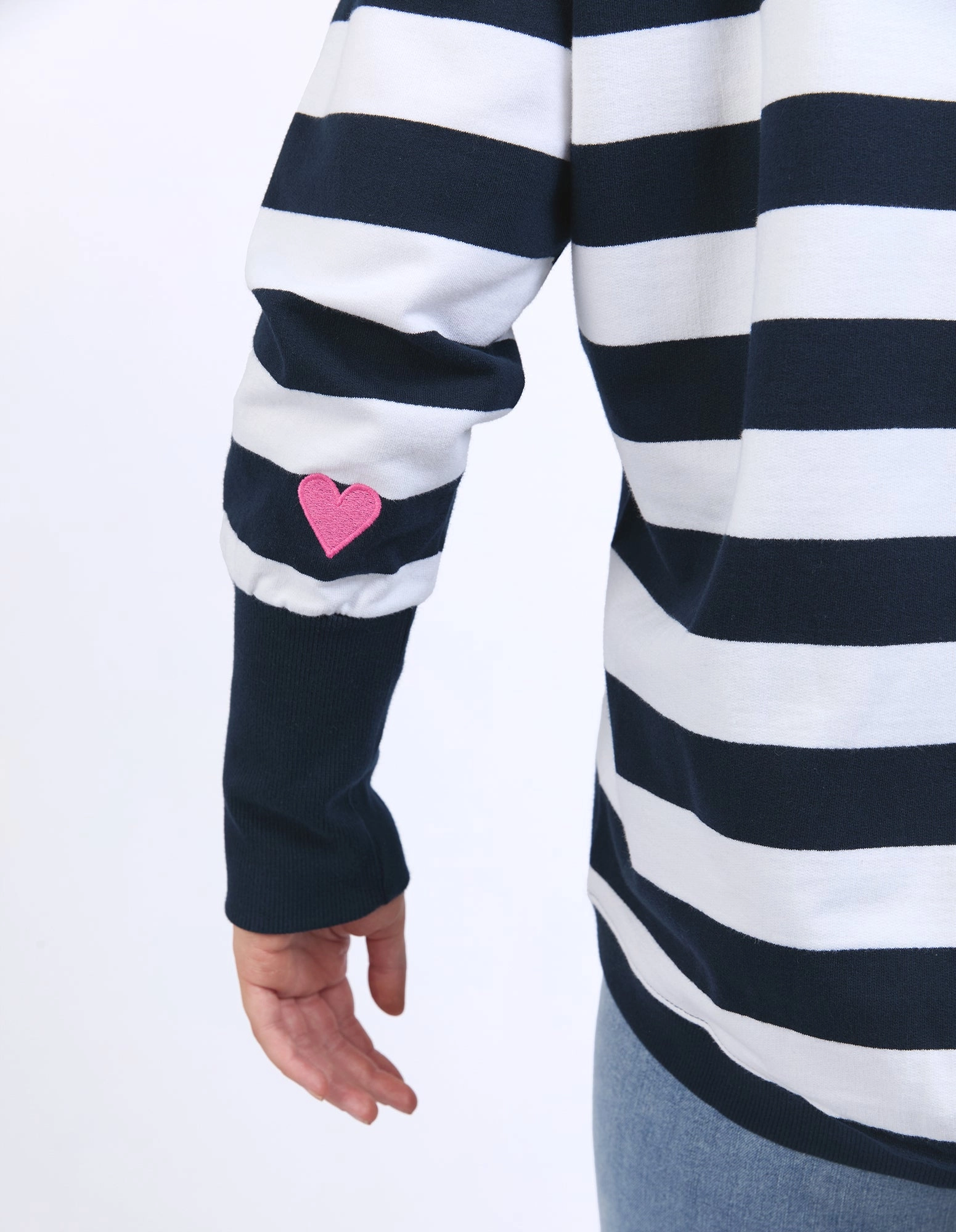 Elm Liner Heart Crew Navy White Stripe