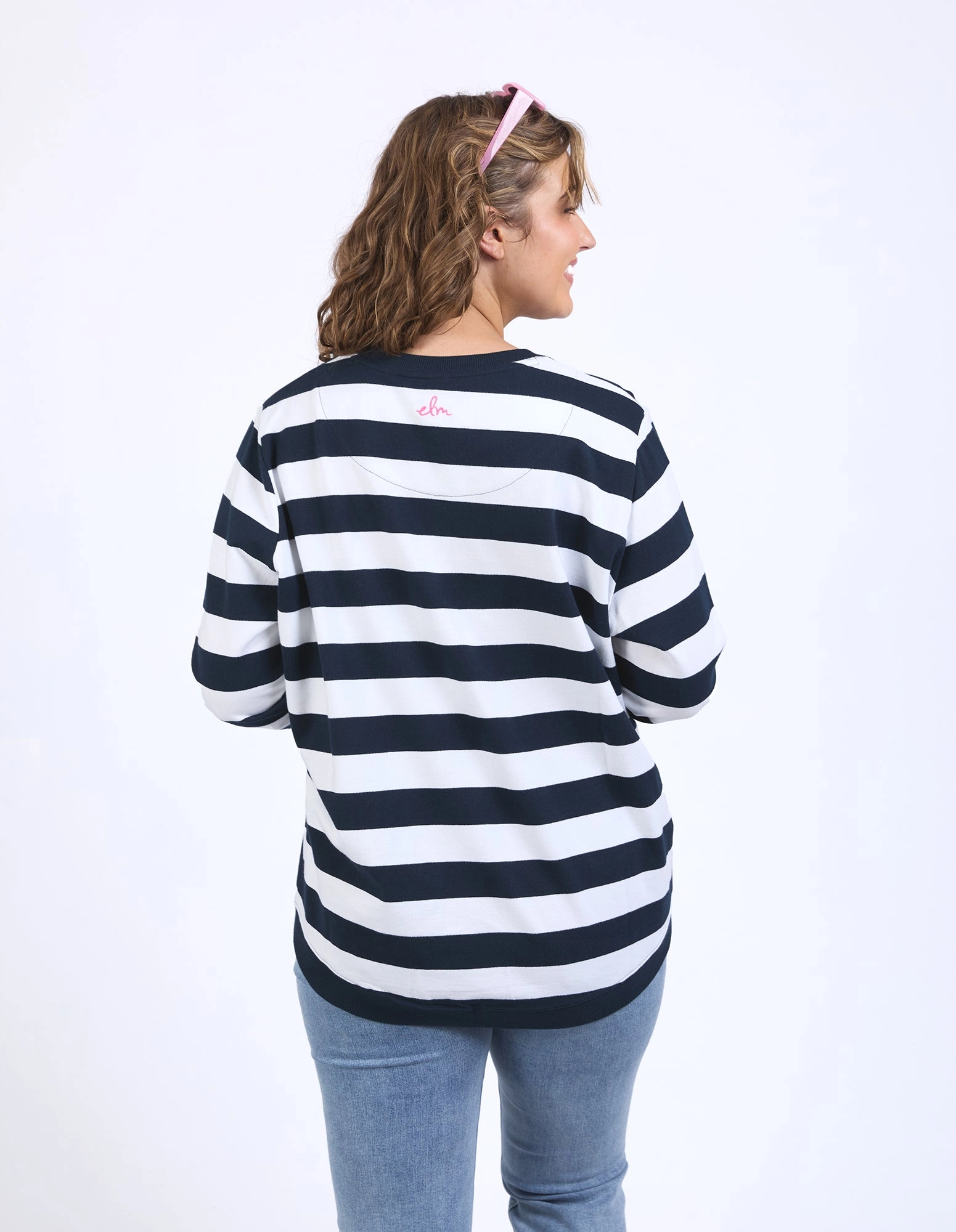 Elm Liner Heart Crew Navy White Stripe