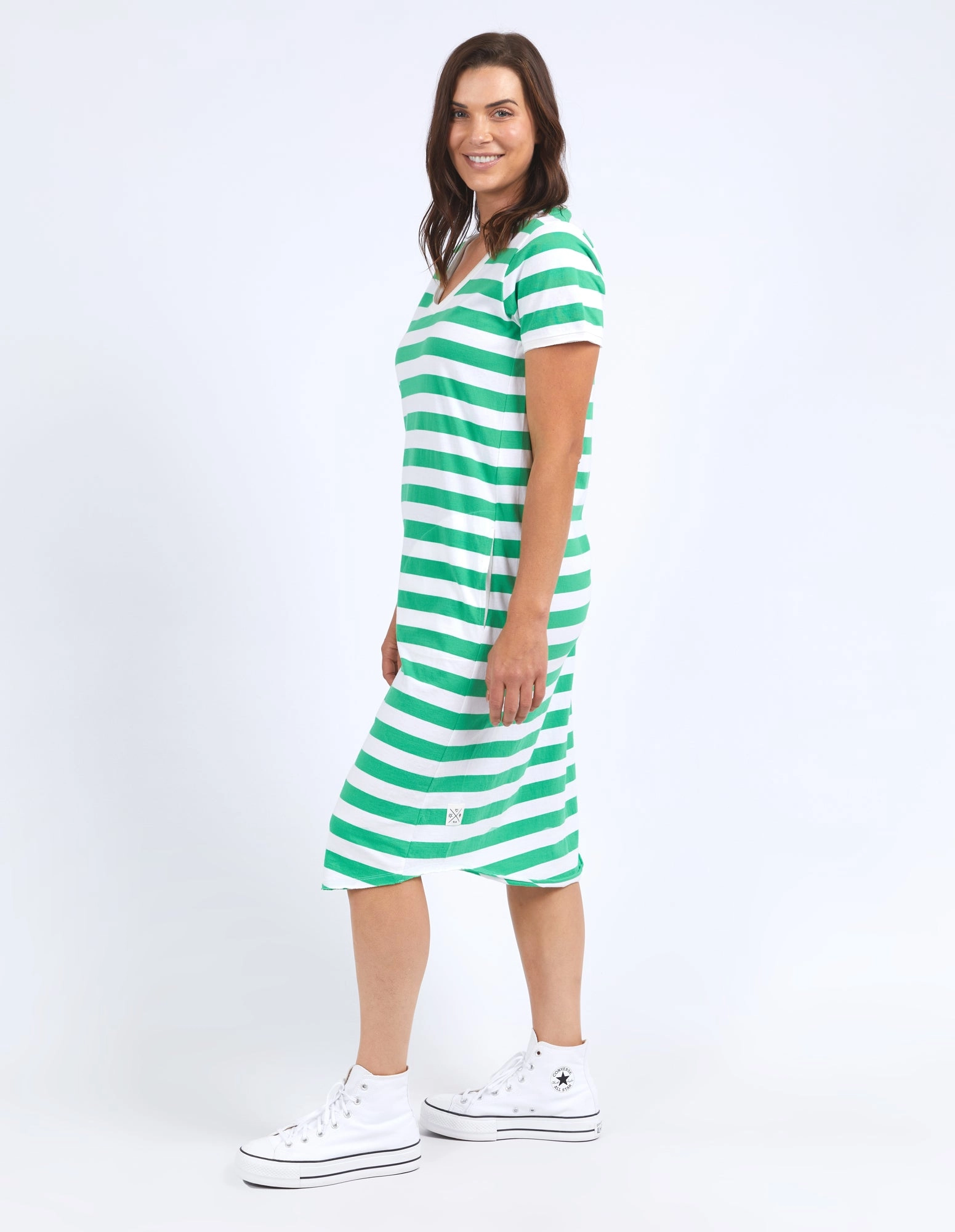 Elm Maeve Midi Dress Greenbriar & White Stripe