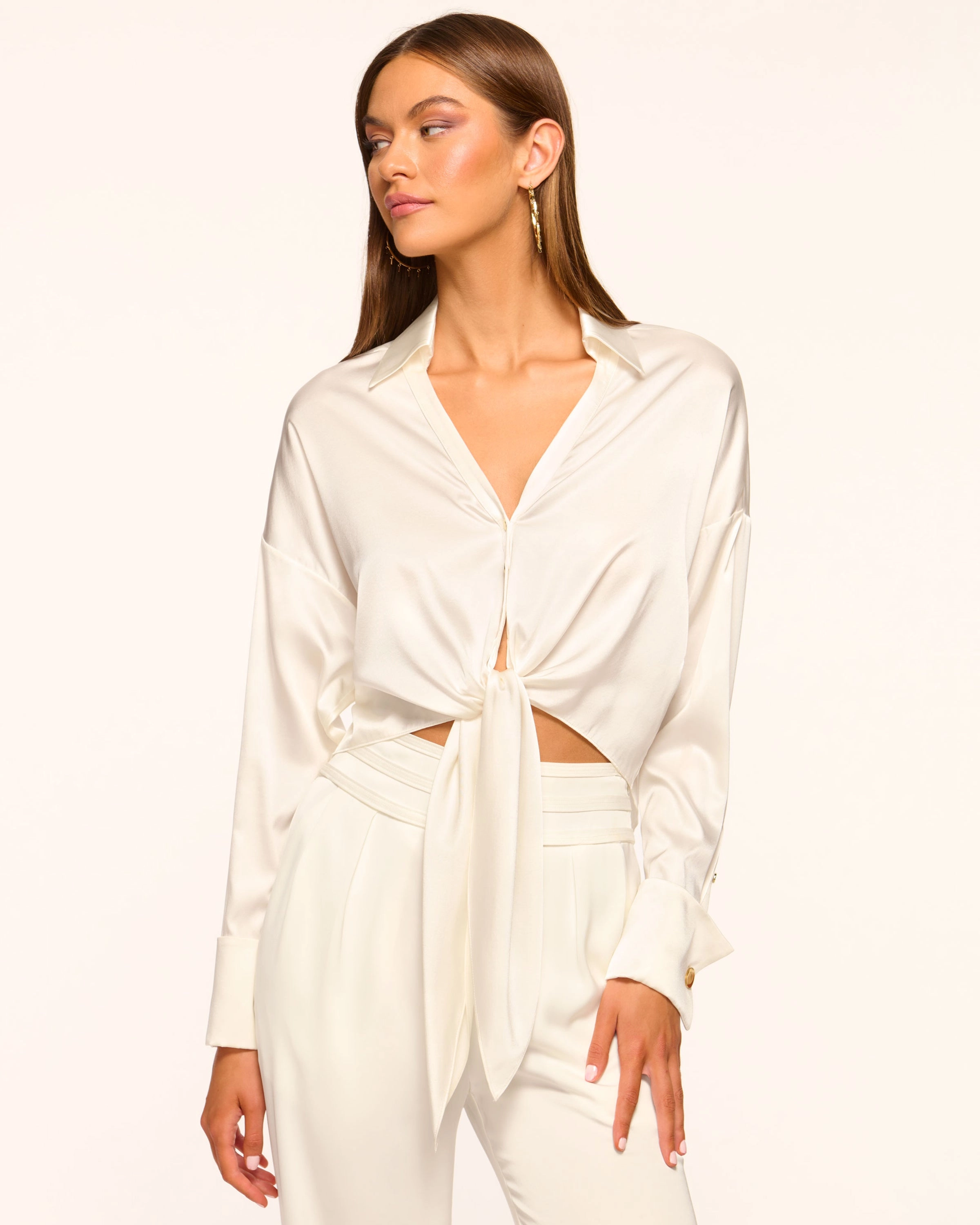Farrah Silk Tie-Front Blouse