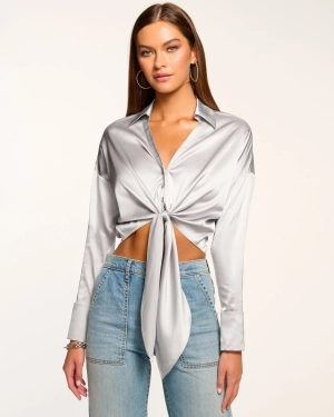 Farrah Silk Tie-Front Blouse