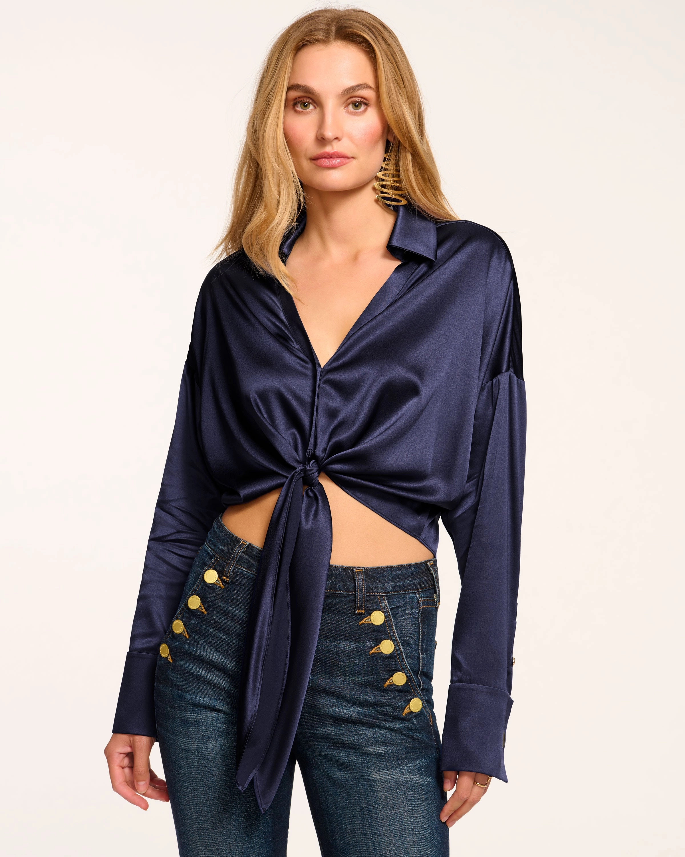 Farrah Silk Tie-Front Blouse