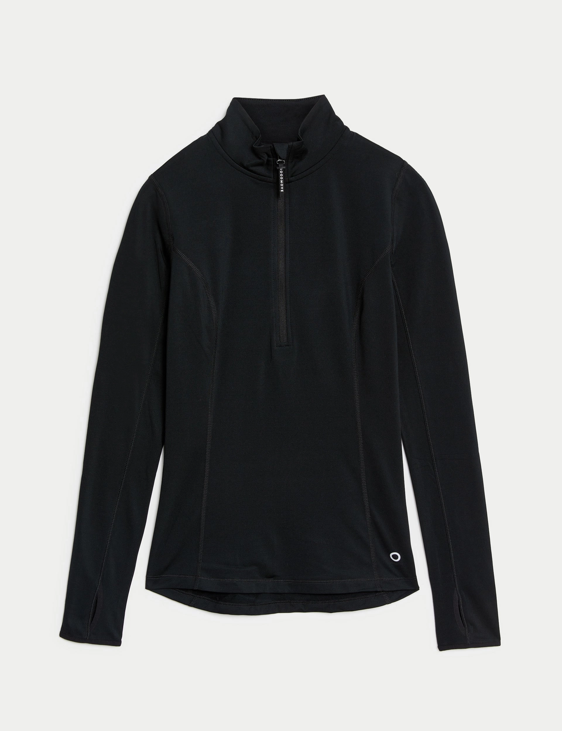 Funnel Neck Half Zip Running Top - Black