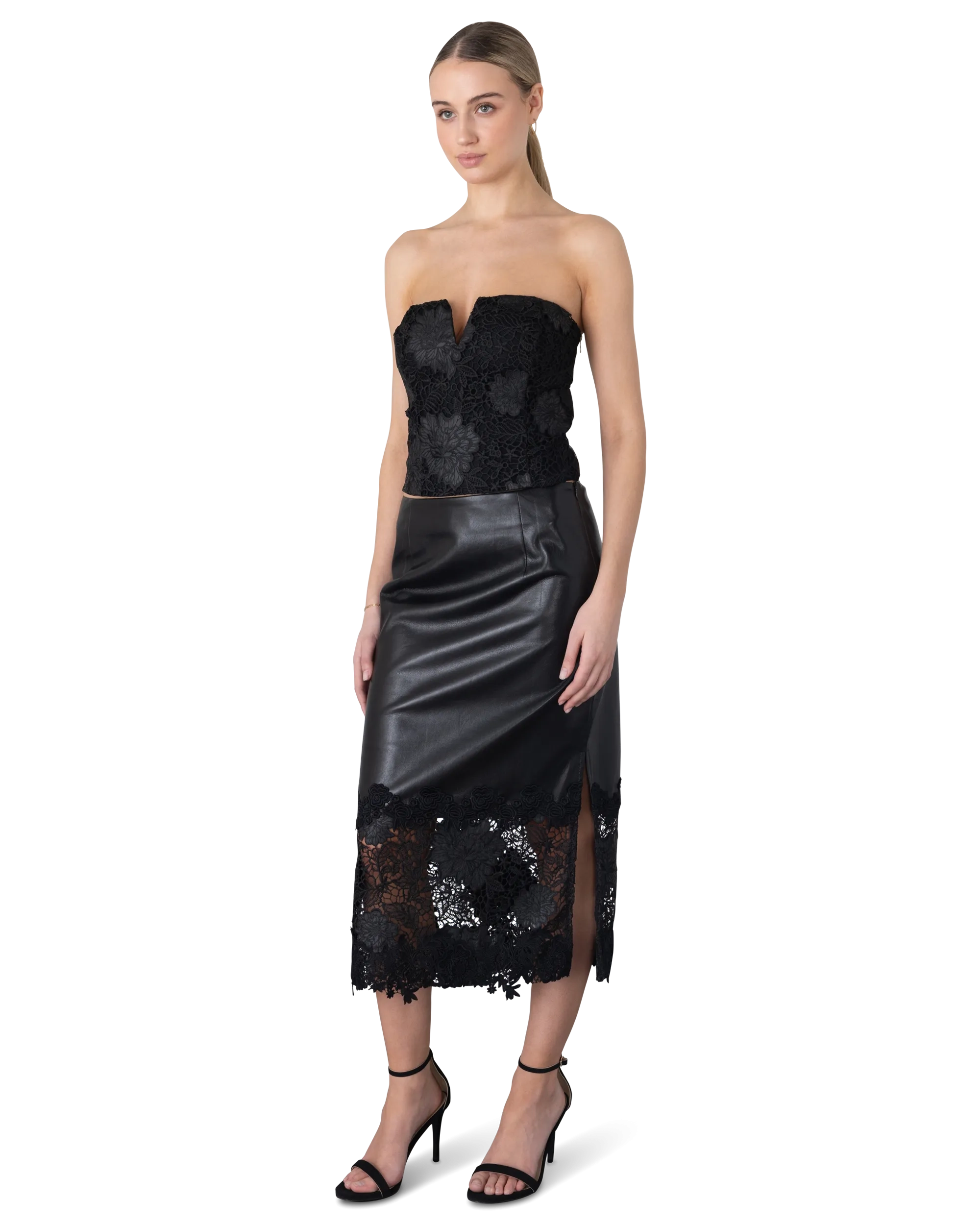 Generation Love Rumi Vegan Leather Guipure Bustier Top