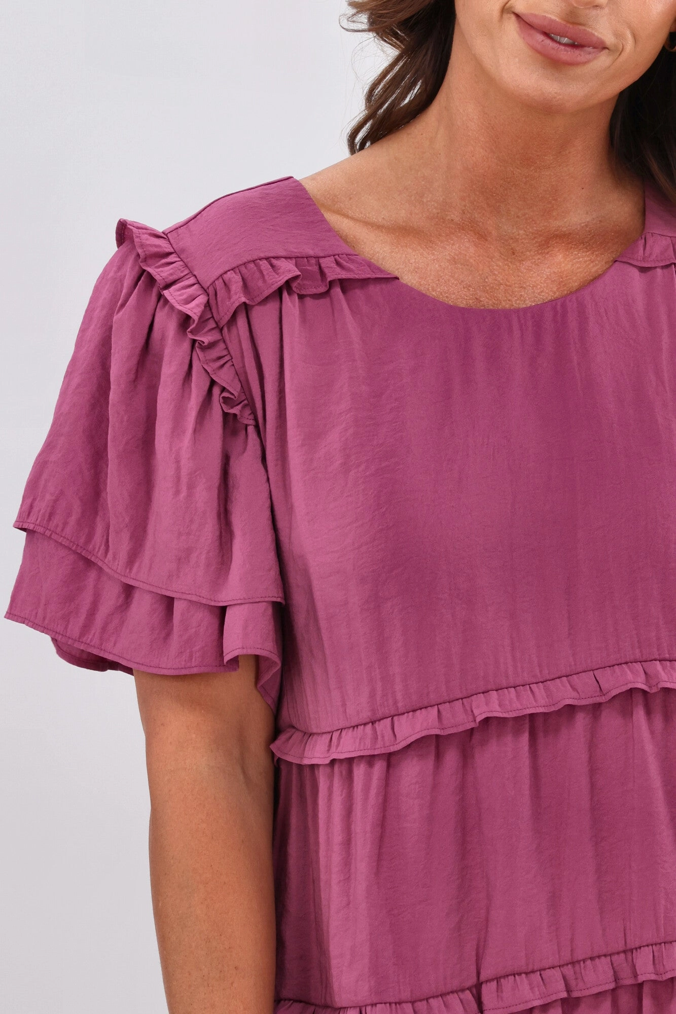 Gloss by Shine On Geri Ruffle Tier Dress Pink