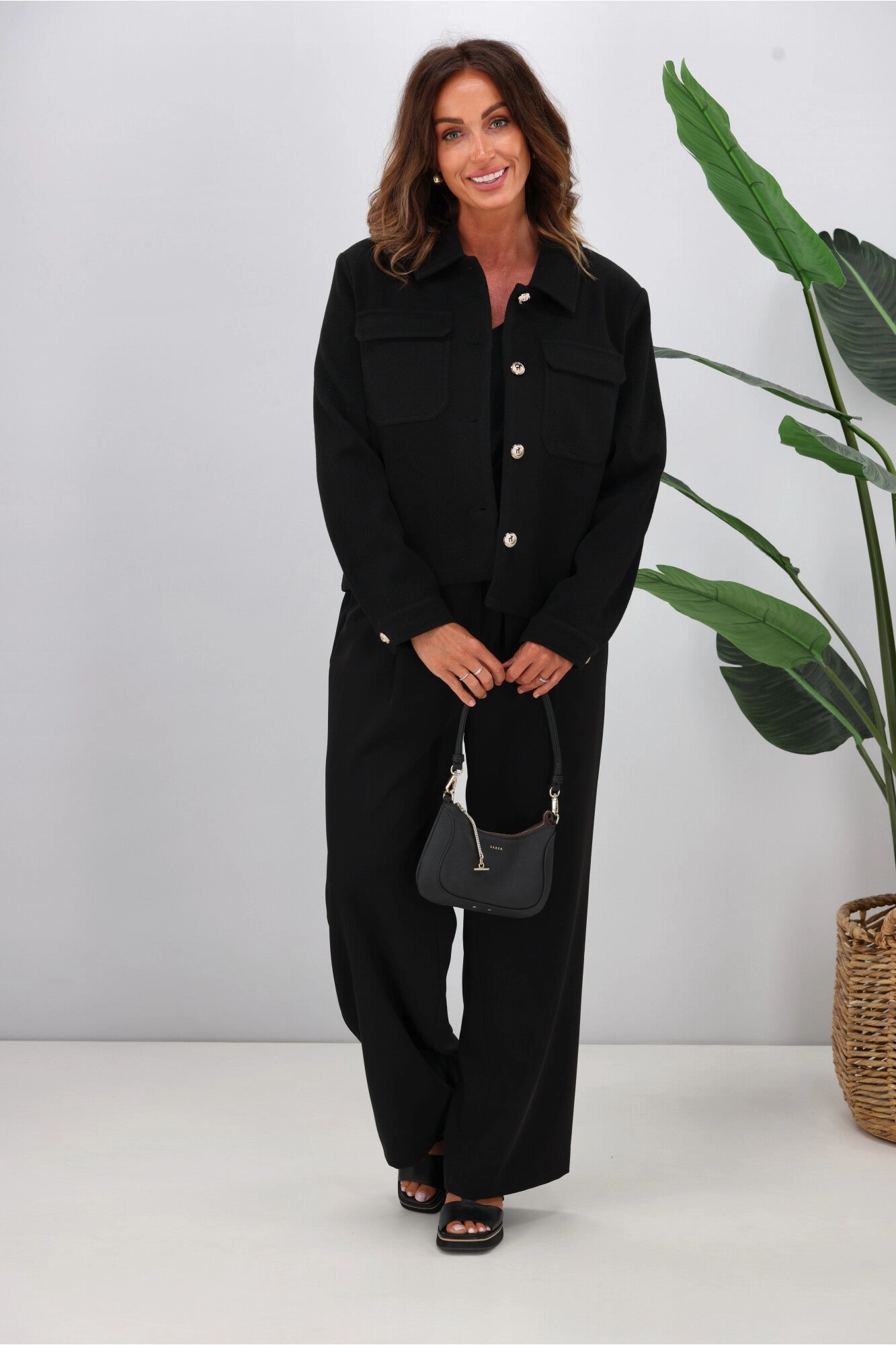 Gloss The Label Riko Cropped Jacket Black