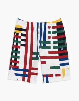 GRAPHIC STRIPE REVERSE WEAVE SHORTS BRILLIANT/CHALK WHITE
