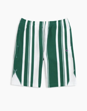 GRAPHIC STRIPE REVERSE WEAVE SHORTS WHITE/GREEN STRIPES