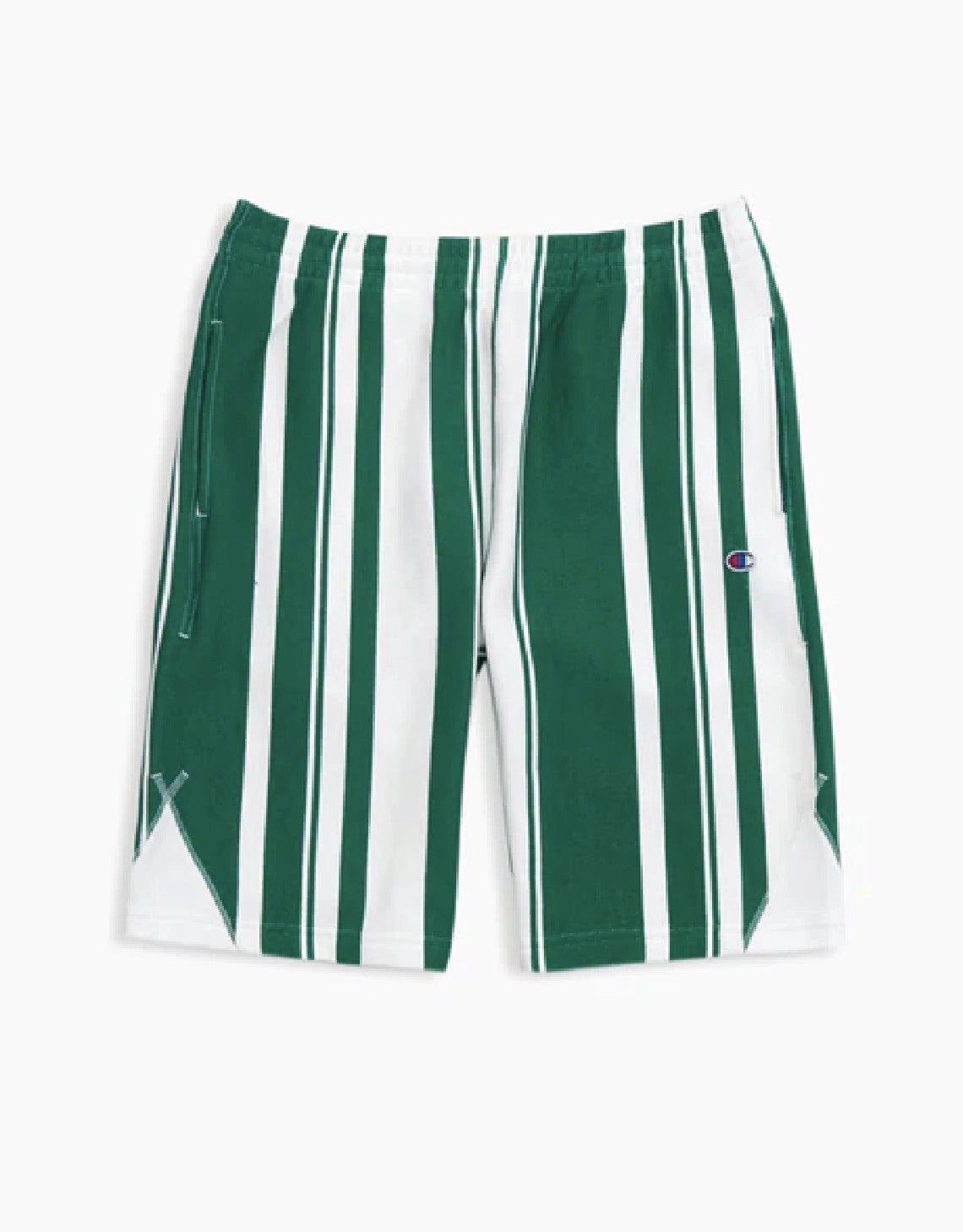 GRAPHIC STRIPE REVERSE WEAVE SHORTS WHITE/GREEN STRIPES