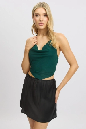 Green Cowl Neck Top Backless