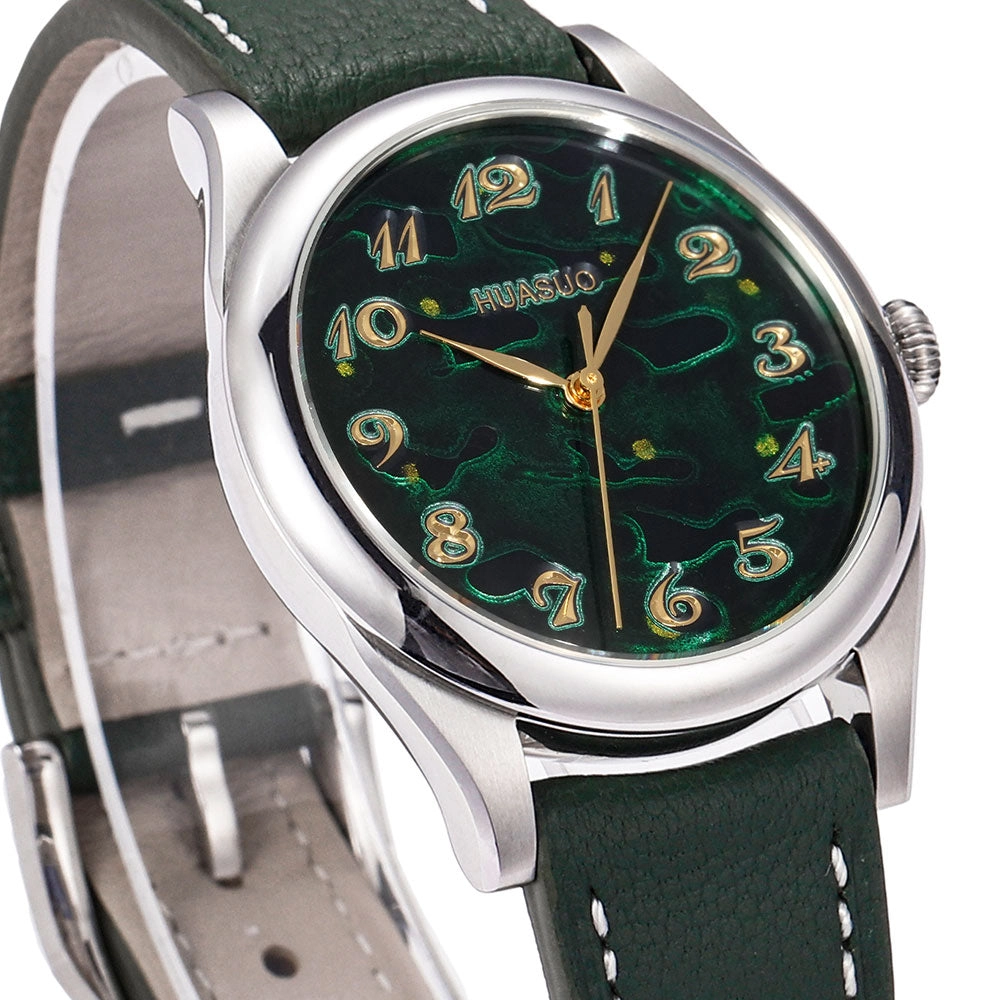HuaSuo 38mm Luxury Handmade Lacquer Dial Men's Watch