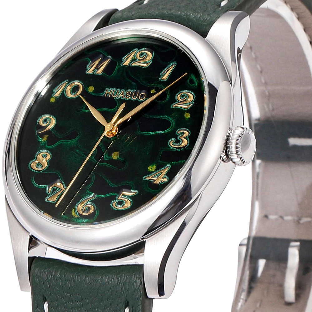 HuaSuo 38mm Luxury Handmade Lacquer Dial Men's Watch