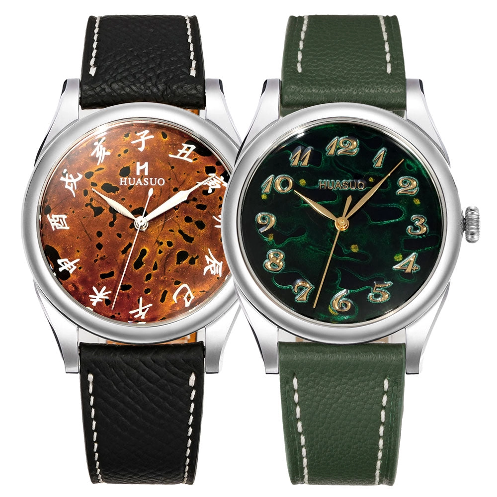 HuaSuo 38mm Luxury Handmade Lacquer Dial Men's Watch