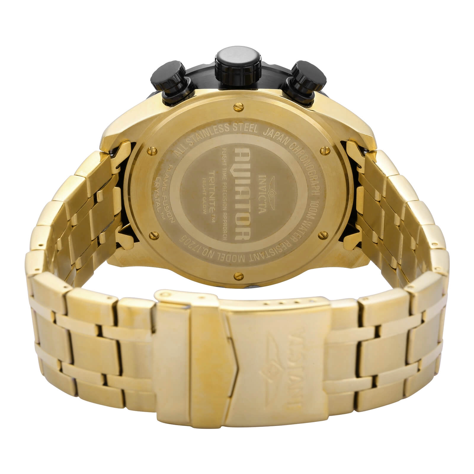 Invicta 17205 Men's Aviator Chronograph Gold Tone Dial Gold Plated Steel Bracelet Watch