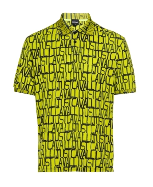 Just Cavalli Allover Logo Printed Short-Sleeved Polo Shirt