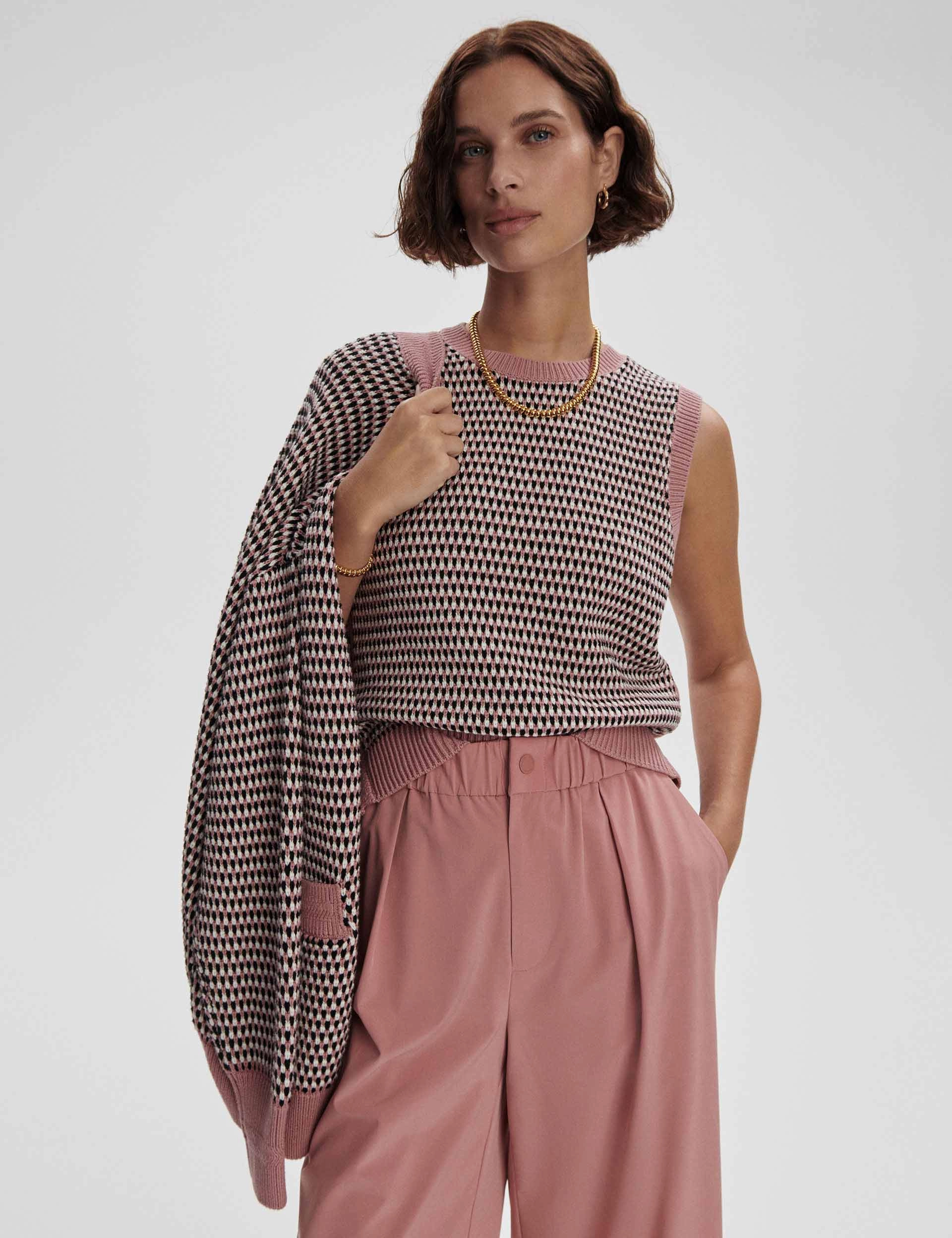 Knowles Textured Knit Vest - Woodrose