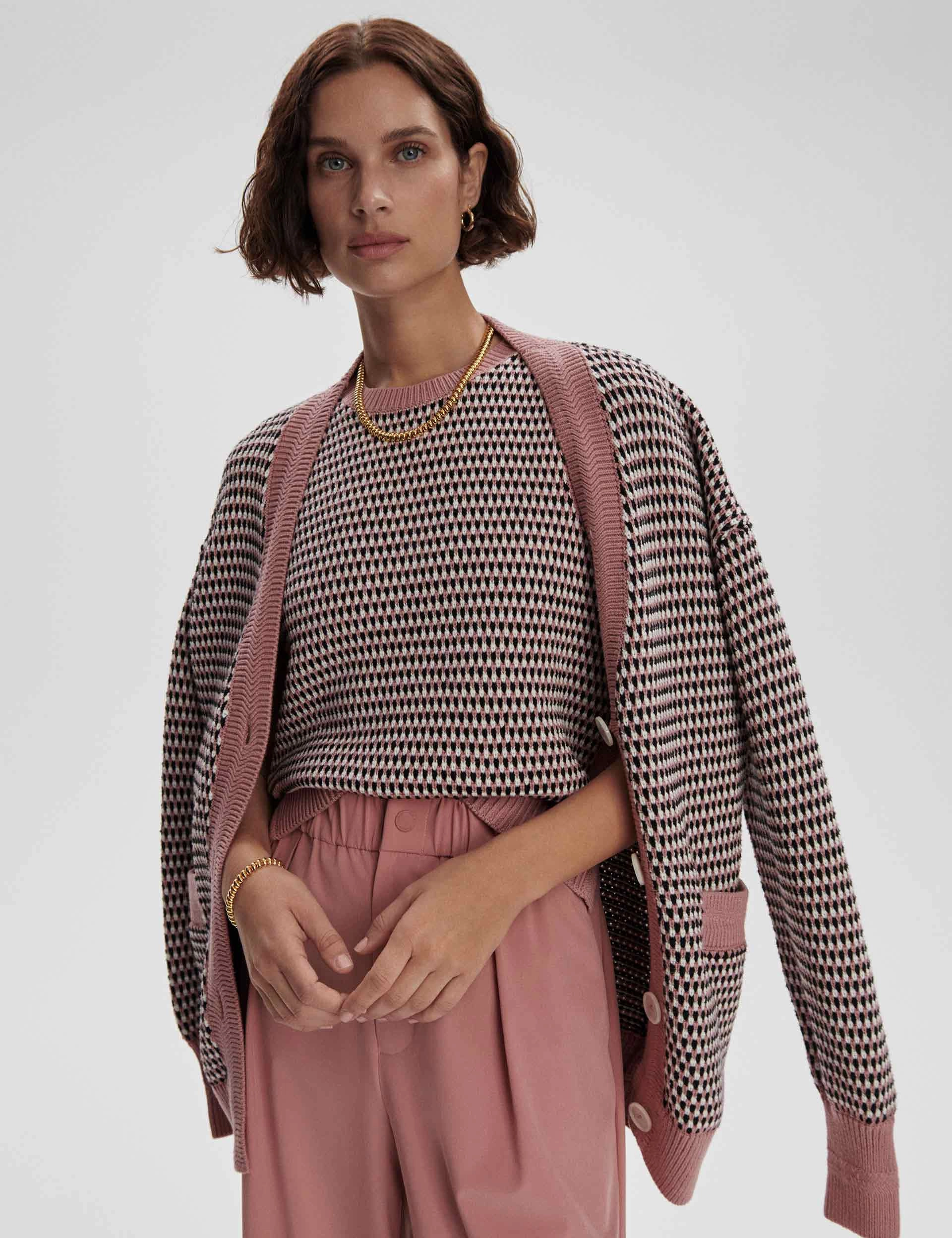 Knowles Textured Knit Vest - Woodrose