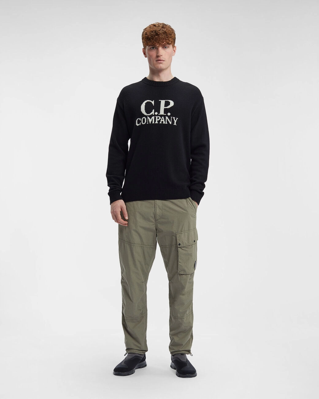 Lambswool Jacquard Goggle Knit Black