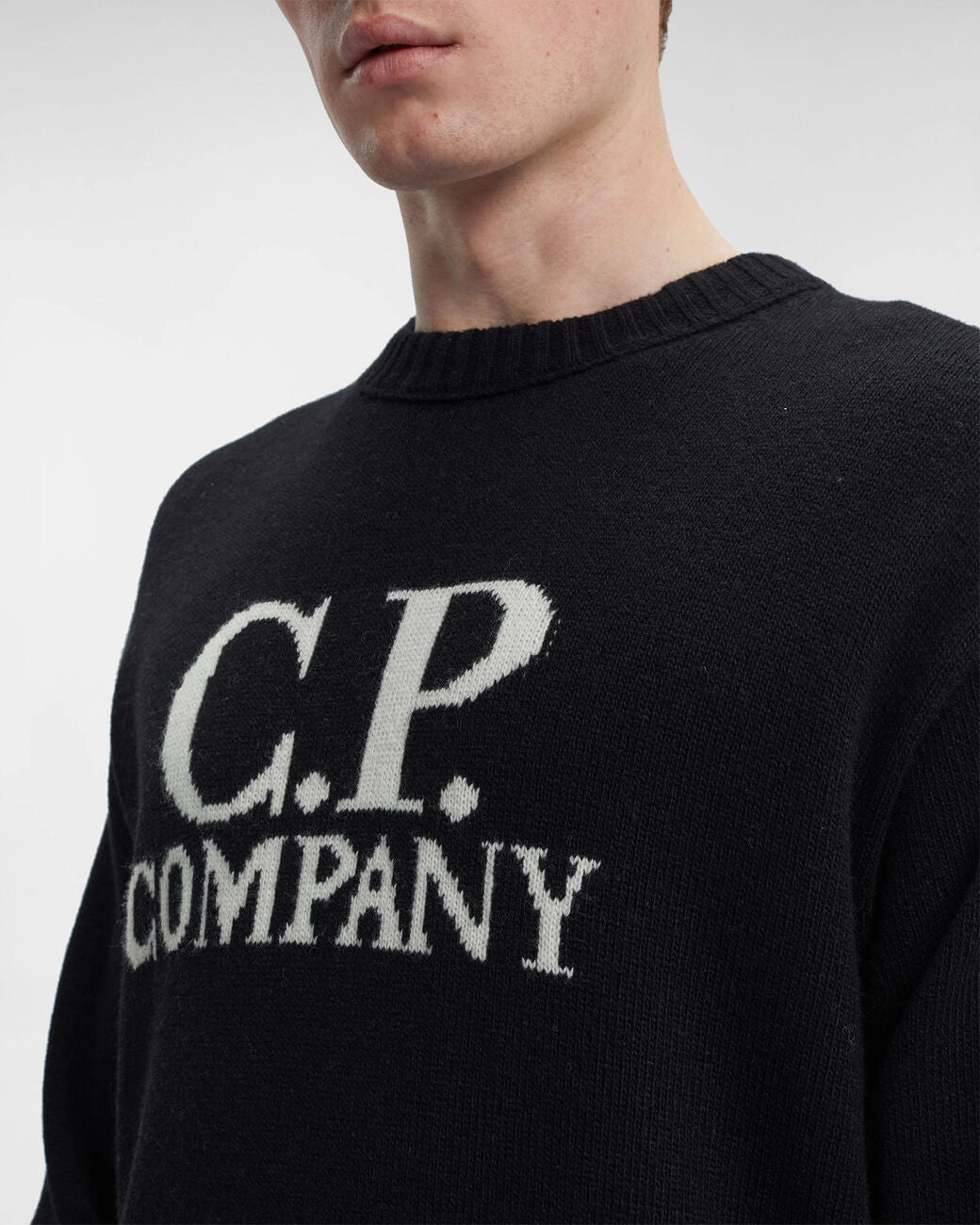 Lambswool Jacquard Goggle Knit Black