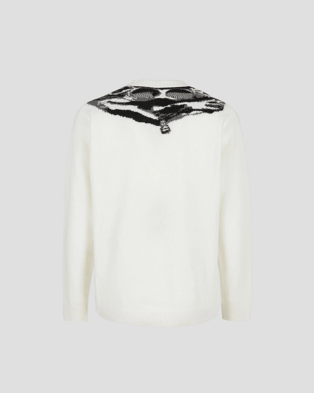 Lambswool Jacquard Goggle Knit Gauze White