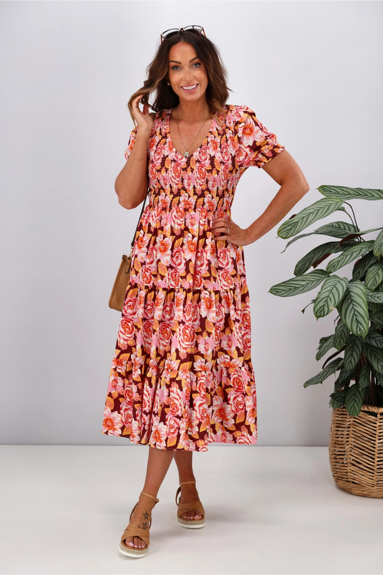 Leoni Short Sleeve Phoenix Dress Floral