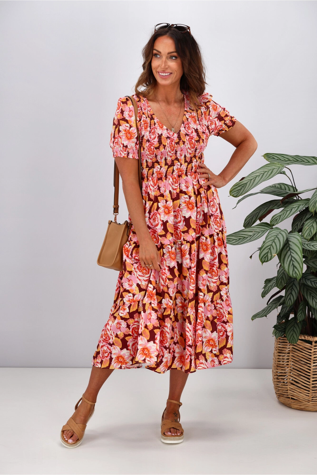 Leoni Short Sleeve Phoenix Dress Floral