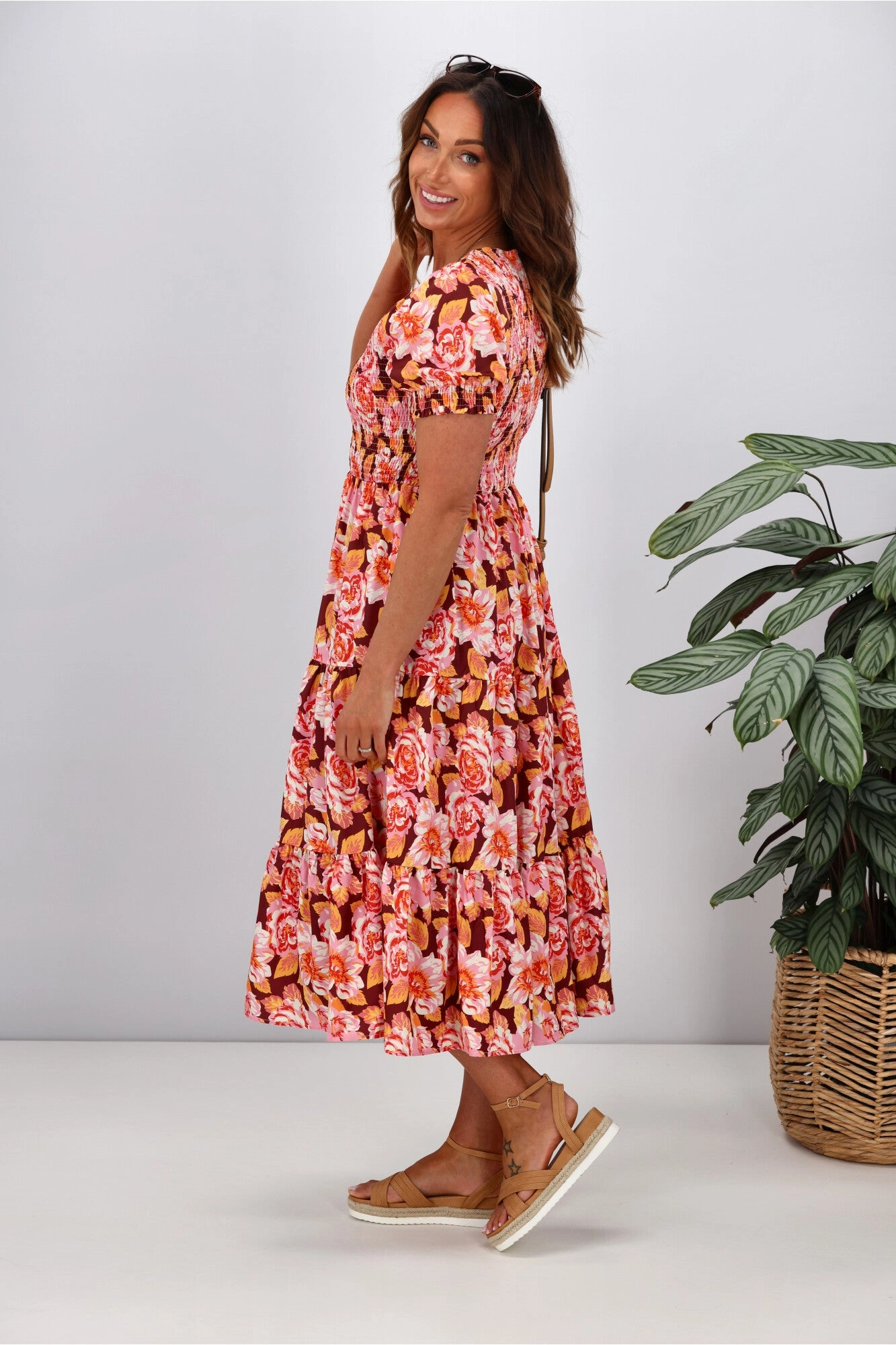Leoni Short Sleeve Phoenix Dress Floral