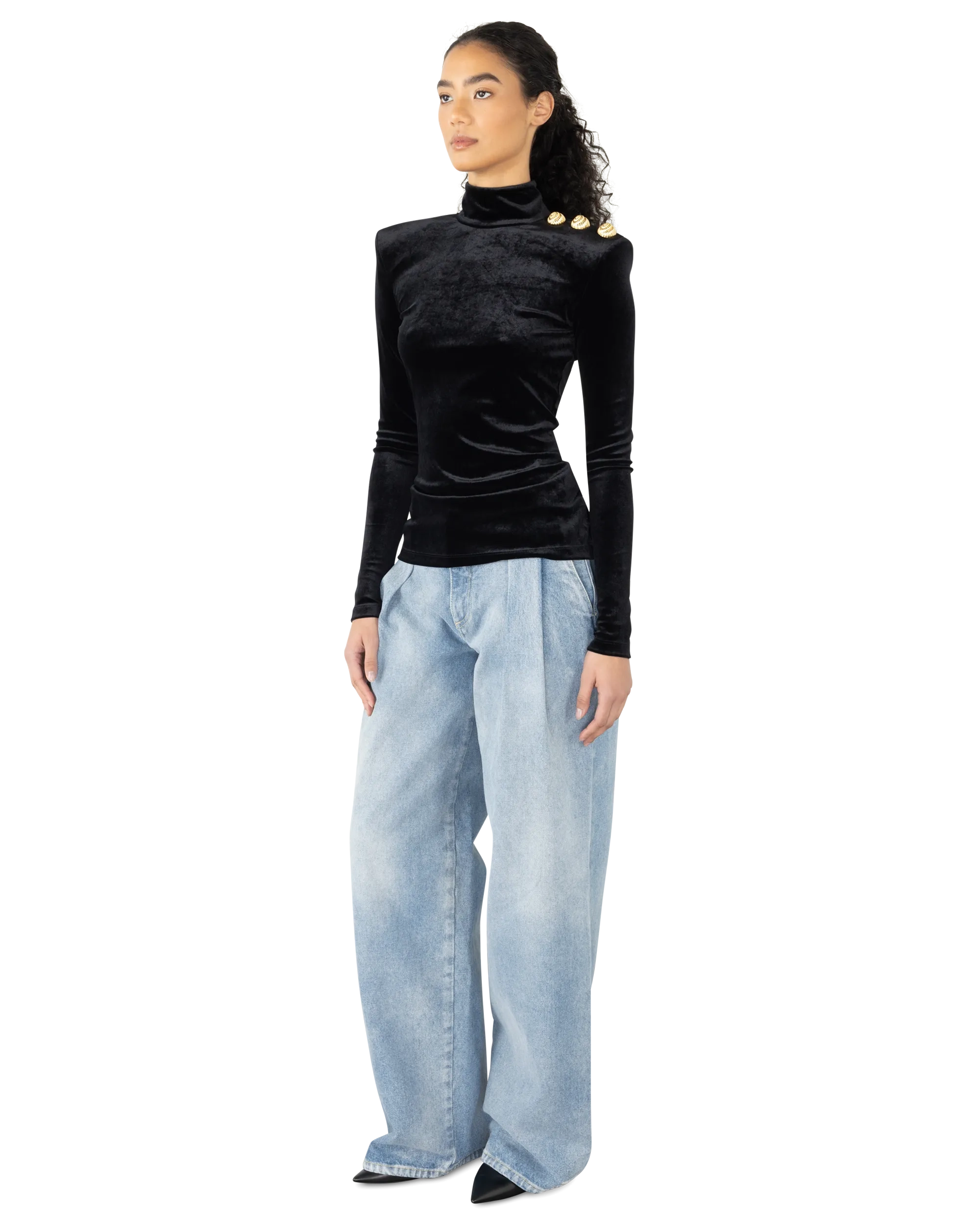 Long-Sleeved Velvet Top